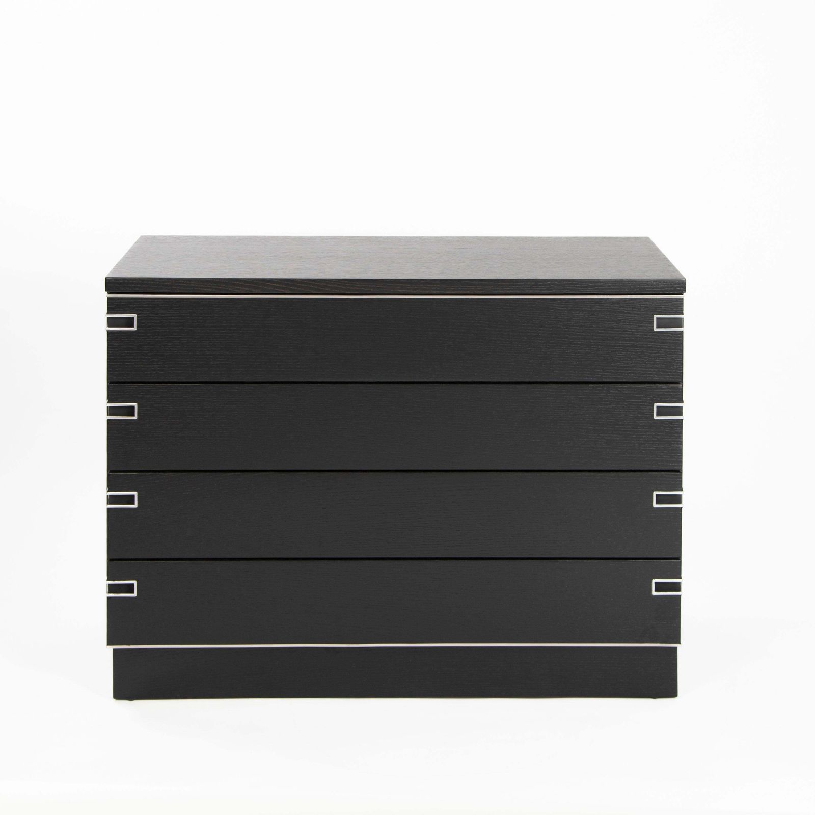 Italian Mid Century Black Oak Ceruse Drawer With Nickeled Handle Recesses 1960s photo furniture