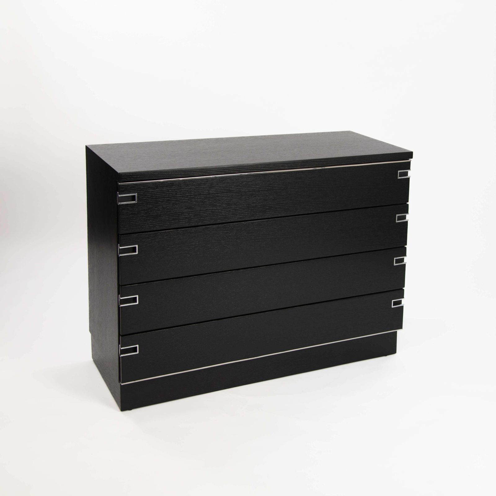 Italian Mid Century Black Oak Ceruse Drawer With Nickeled Handle Recesses 1960s photo for sale