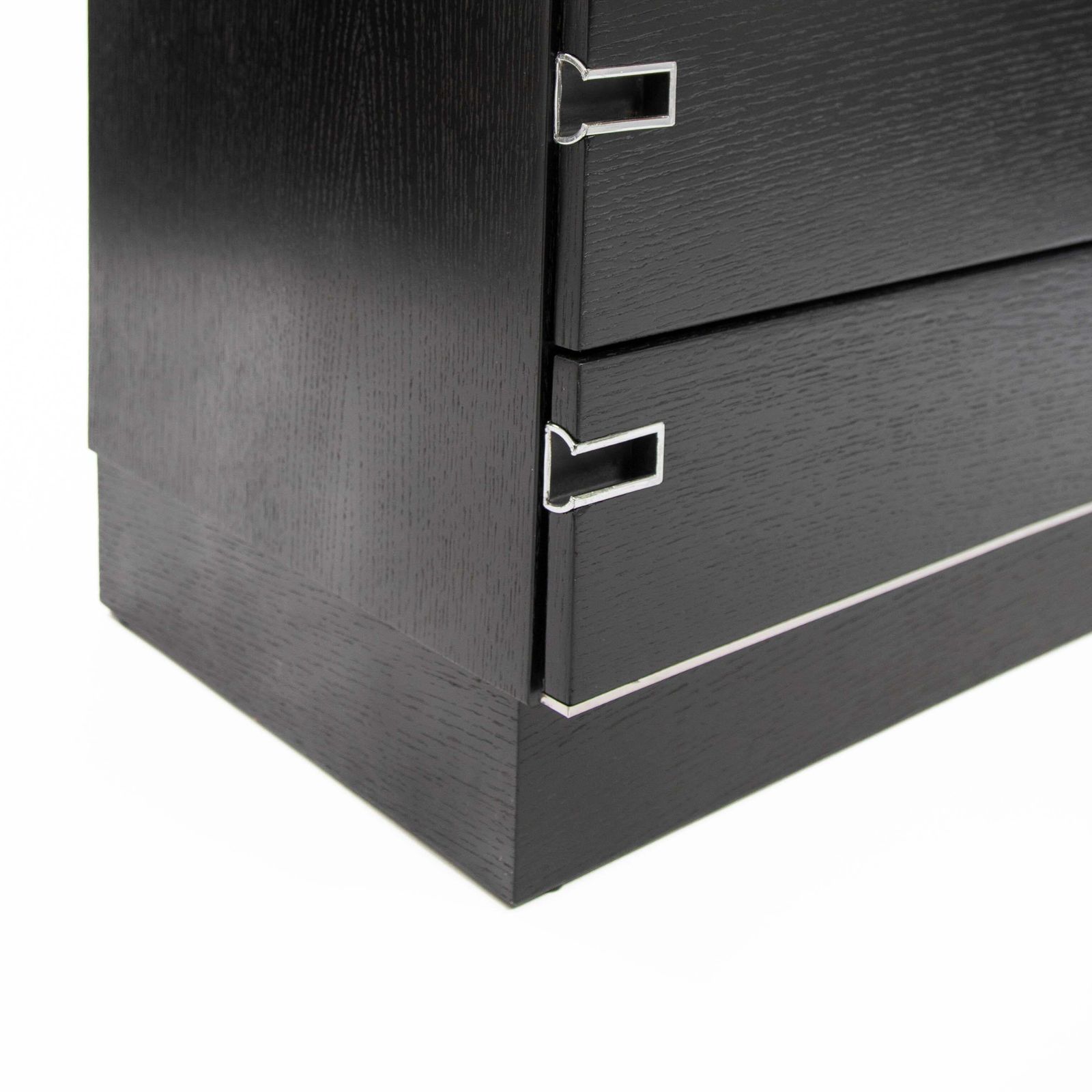 Italian Mid Century Black Oak Ceruse Drawer With Nickeled Handle Recesses 1960s photo buy