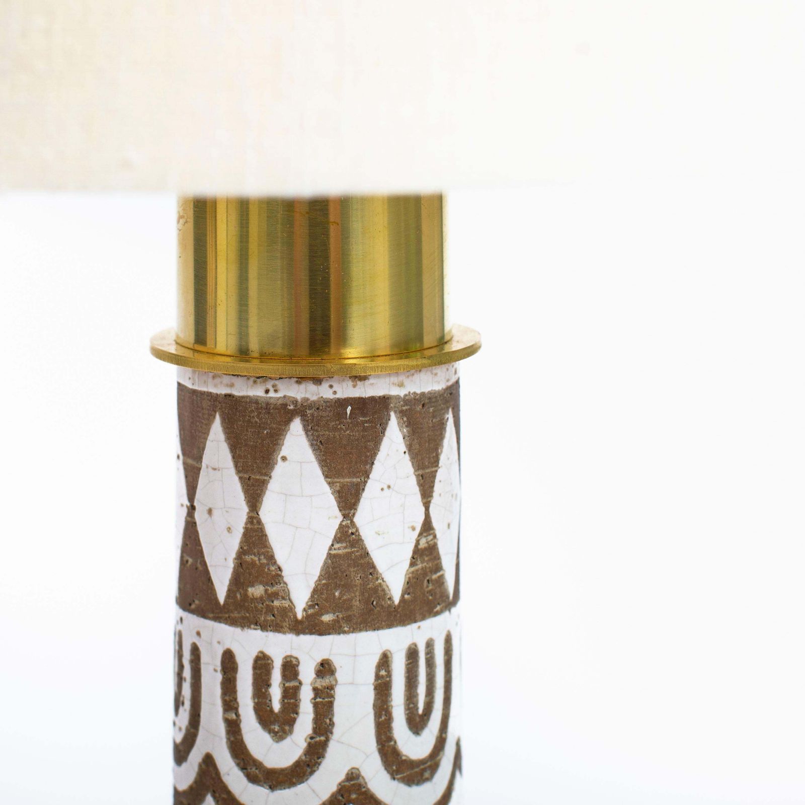 Pair Of Mid Century Italian Ceramic Brass Table Lamps By Banci Firence, 1980s photo vintage