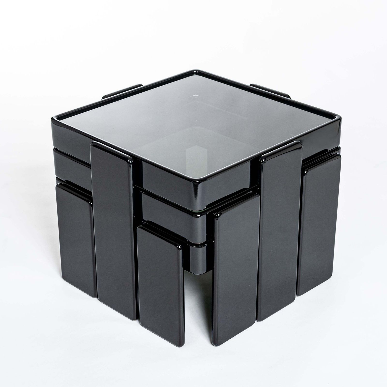 Italian Midcentury Gianfranco Frattini Black Nesting Tables For Cassina, 1960s photo furniture
