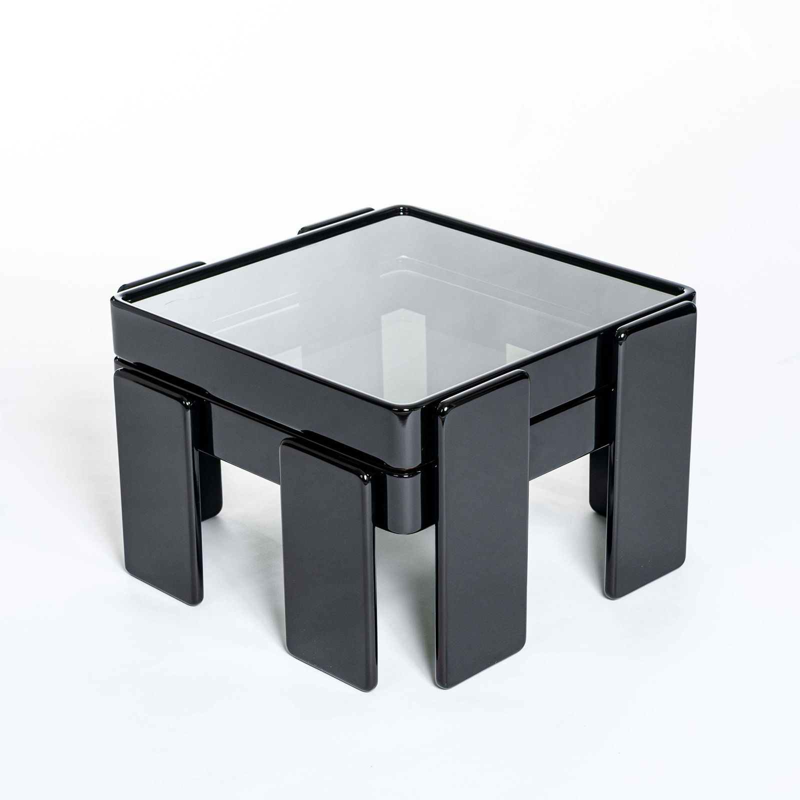 Italian Midcentury Gianfranco Frattini Black Nesting Tables For Cassina, 1960s photo for sale