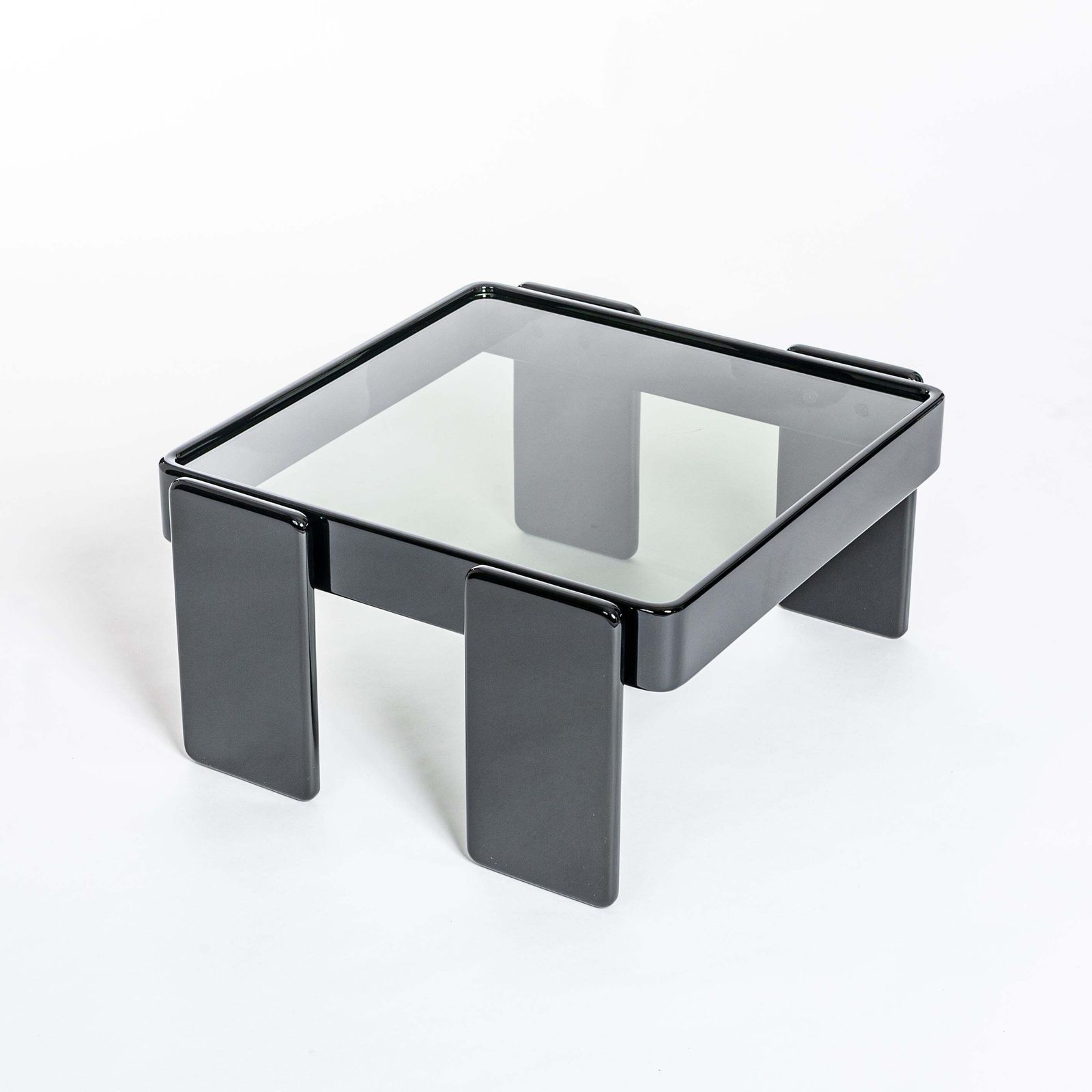 Italian Midcentury Gianfranco Frattini Black Nesting Tables For Cassina, 1960s photo vintage