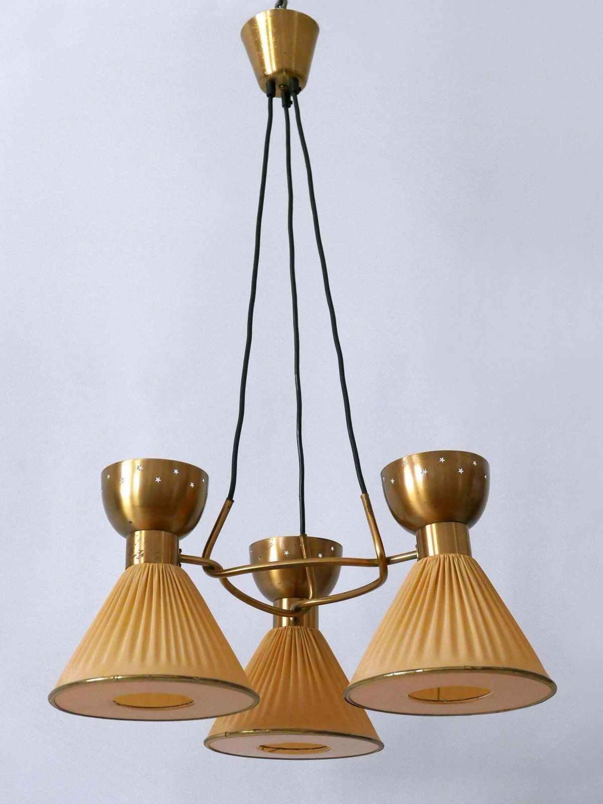 photo vinterior Exceptional 6 Flamed Mid Century Modern Pendant Lamp Or Chandelier Sweden 1950s