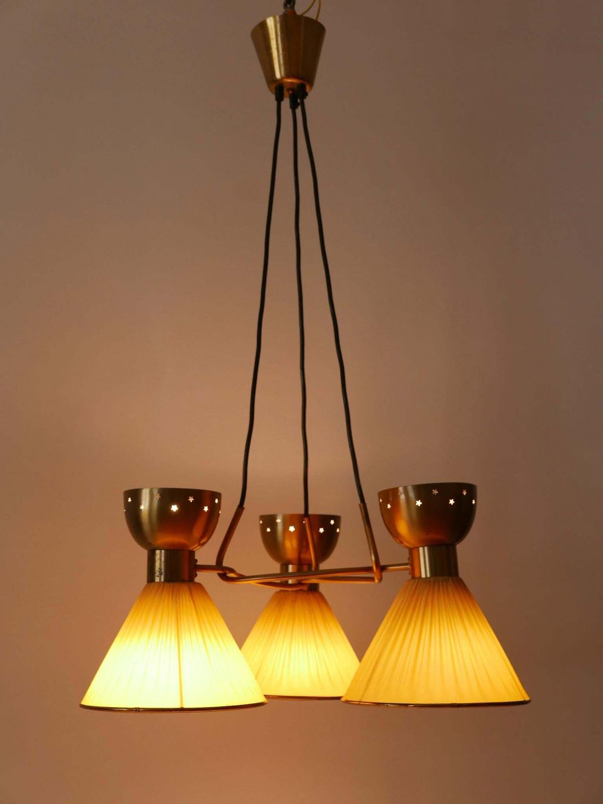 photo buy Exceptional 6 Flamed Mid Century Modern Pendant Lamp Or Chandelier Sweden 1950s