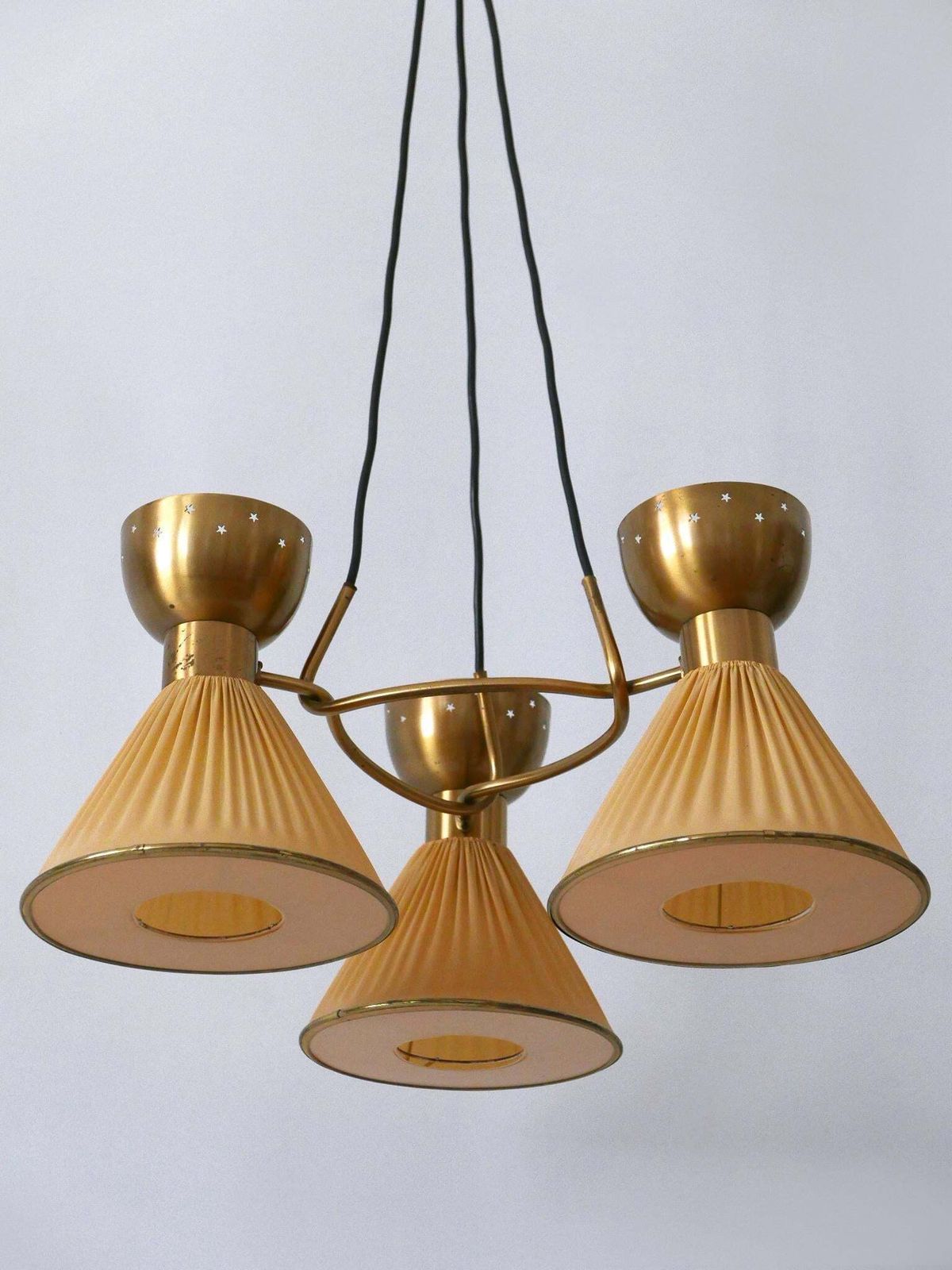 photo vintage Exceptional 6 Flamed Mid Century Modern Pendant Lamp Or Chandelier Sweden 1950s
