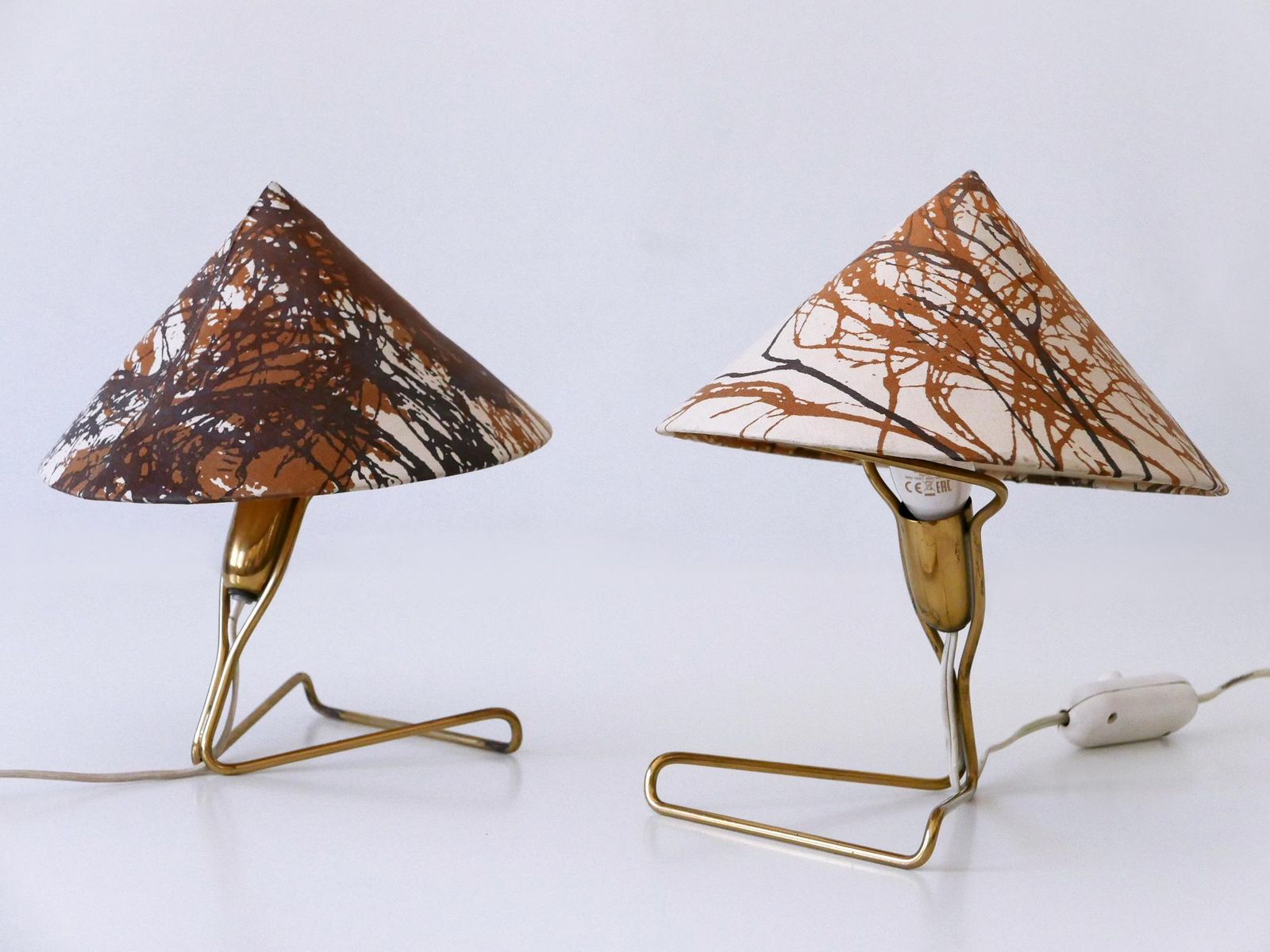 Set Of Two Rare Eel Table Lamps Or Wall Lights By Rupert Nikoll, Austria, 1952 photo 3097.0