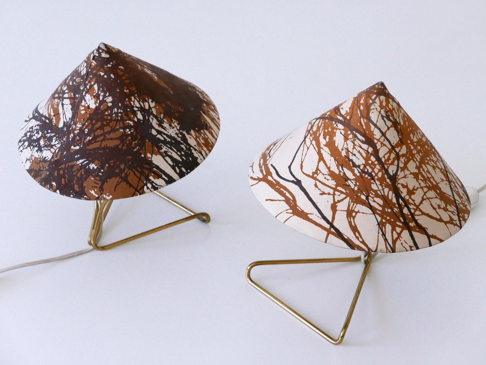photo for sale Set Of Two Rare Eel Table Lamps Or Wall Lights By Rupert Nikoll, Austria, 1952
