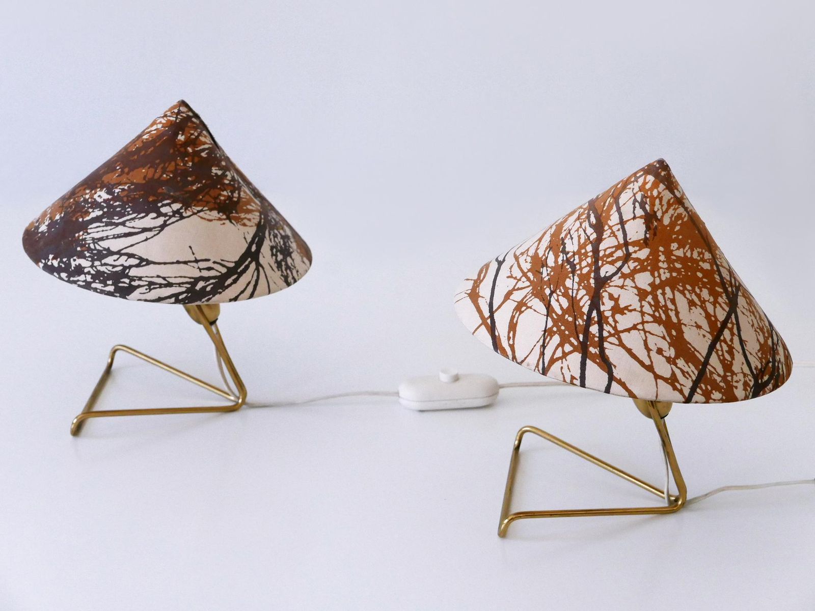 3097.0 Set Of Two Rare Eel Table Lamps Or Wall Lights By Rupert Nikoll, Austria, 1952 photo