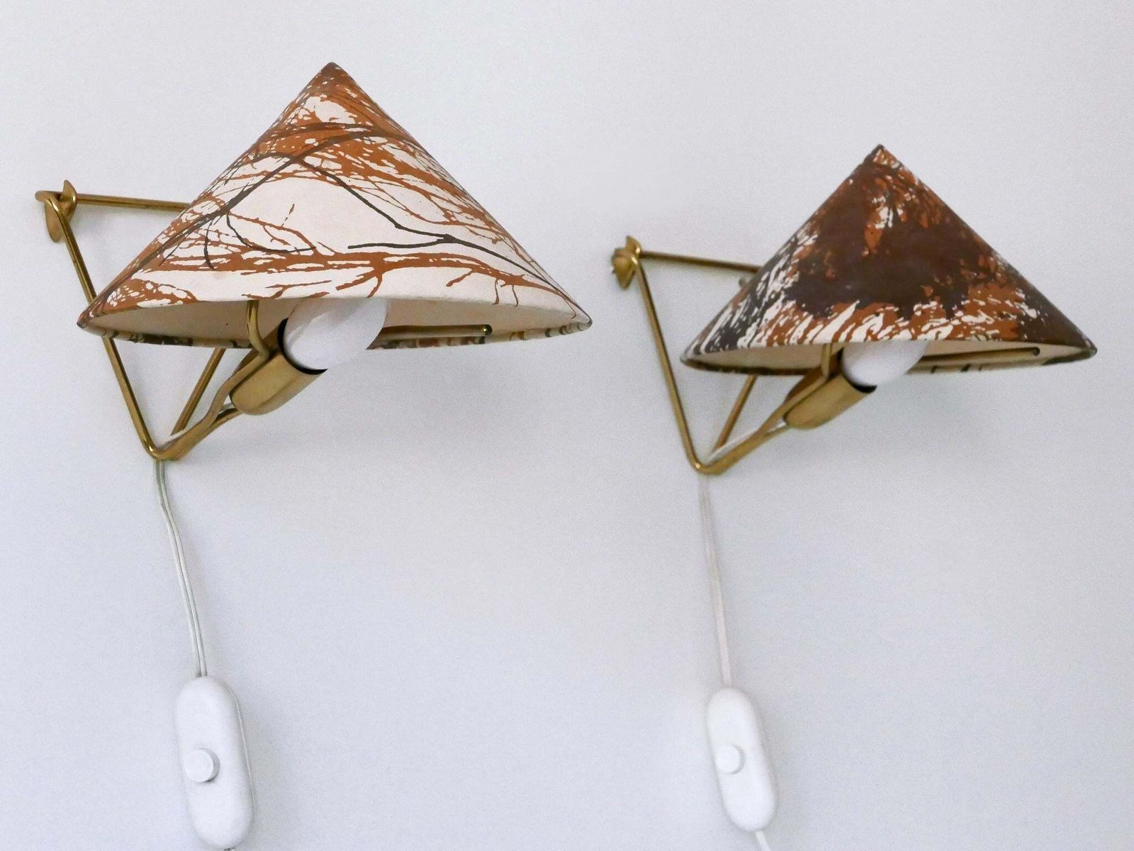 photo vinterior Set Of Two Rare Eel Table Lamps Or Wall Lights By Rupert Nikoll, Austria, 1952