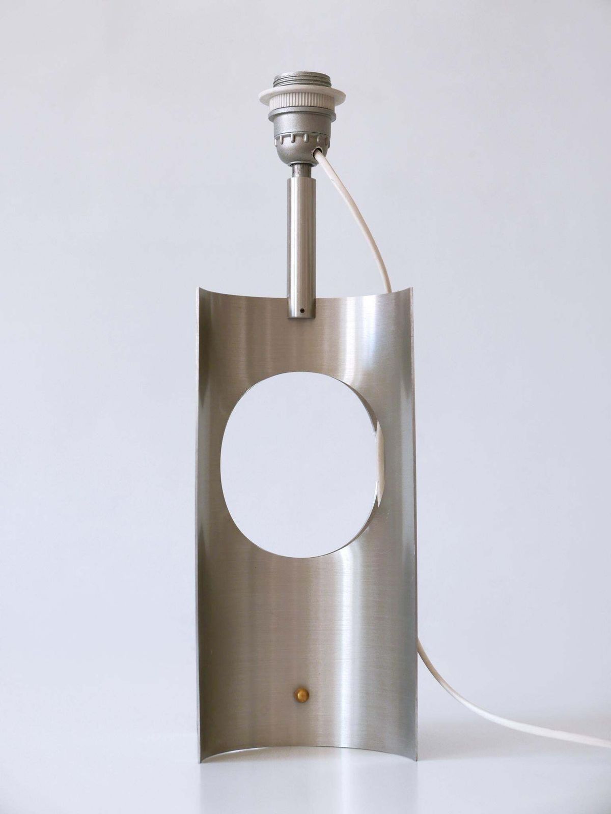 photo vinterior Rare & Elegant Mid Century Modern Brushed Aluminum Table Lamp France 1970s