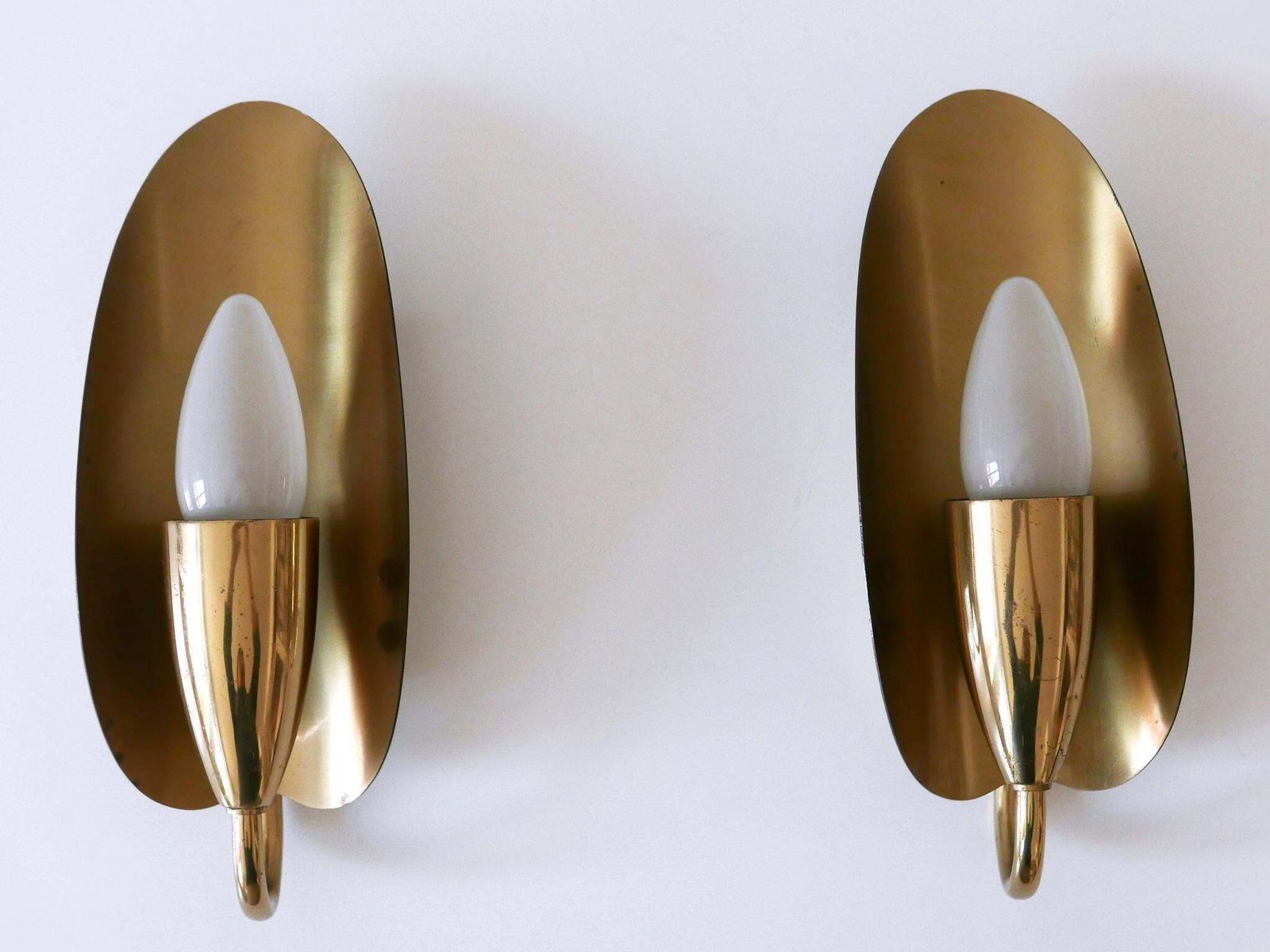 Set Of Two Lovely Mid Century Modern Brass Sconces Or Wall Lamps Germany 1950s photo 1213.0