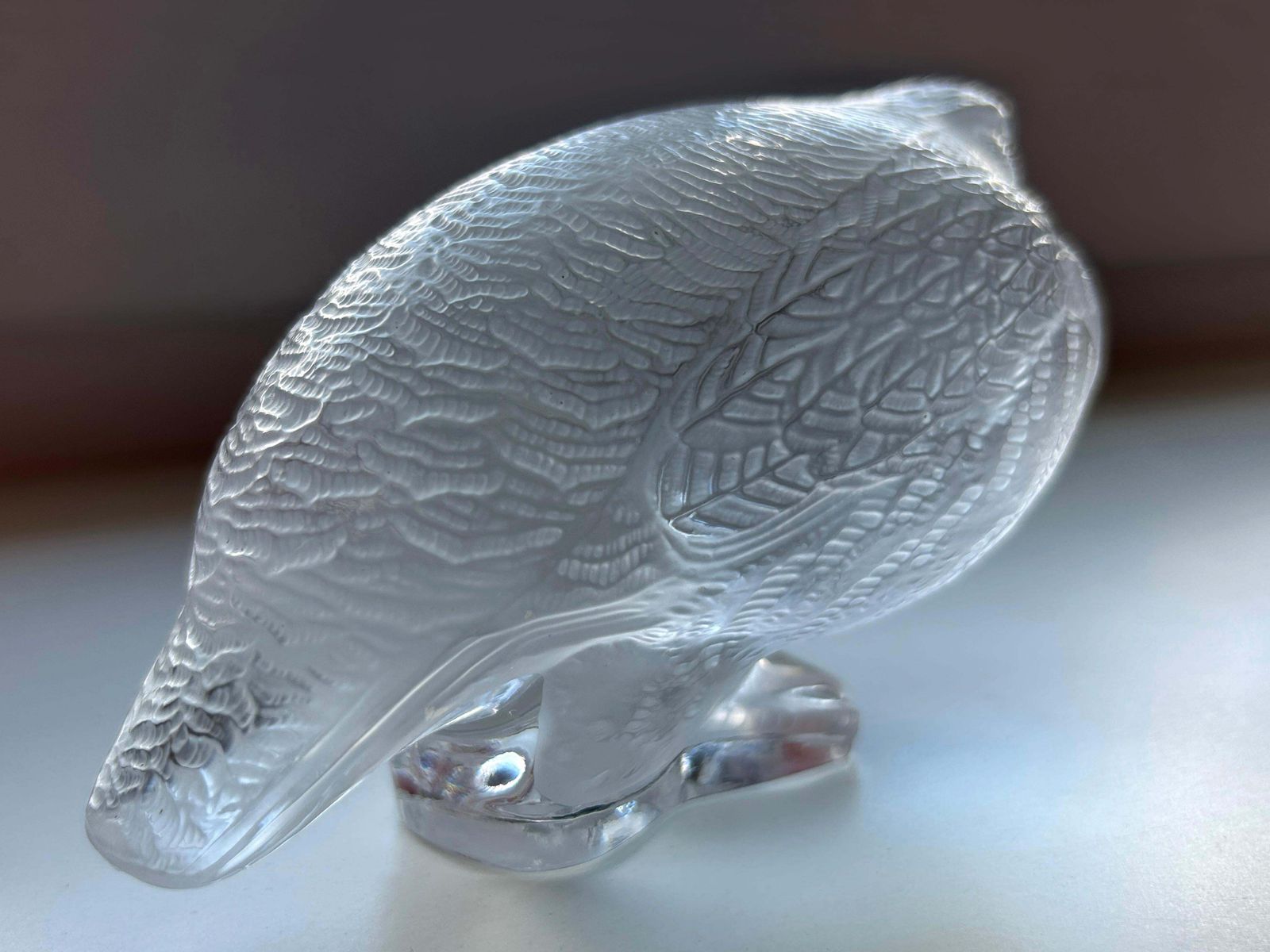Beautiful & Highly Decorative Glass Quail Sculpture By Lalique France 1960s photo vintage
