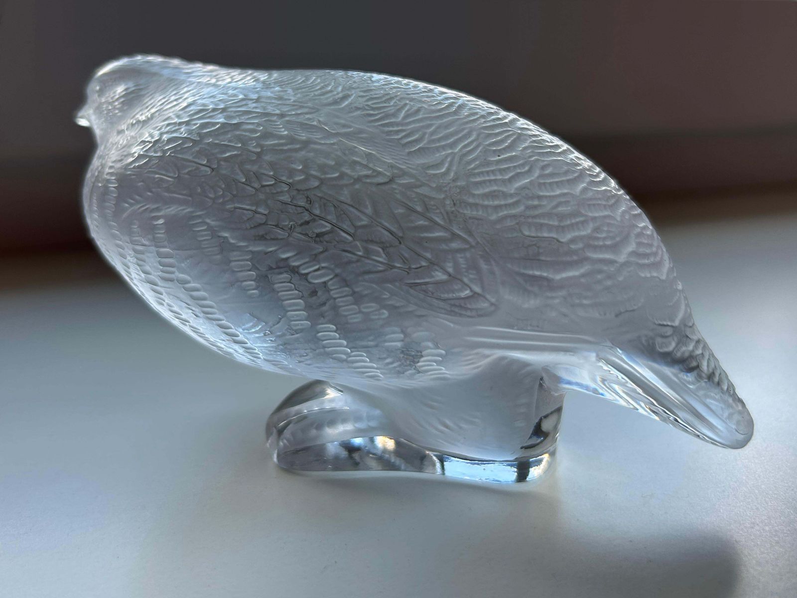 619.0 Beautiful & Highly Decorative Glass Quail Sculpture By Lalique France 1960s photo