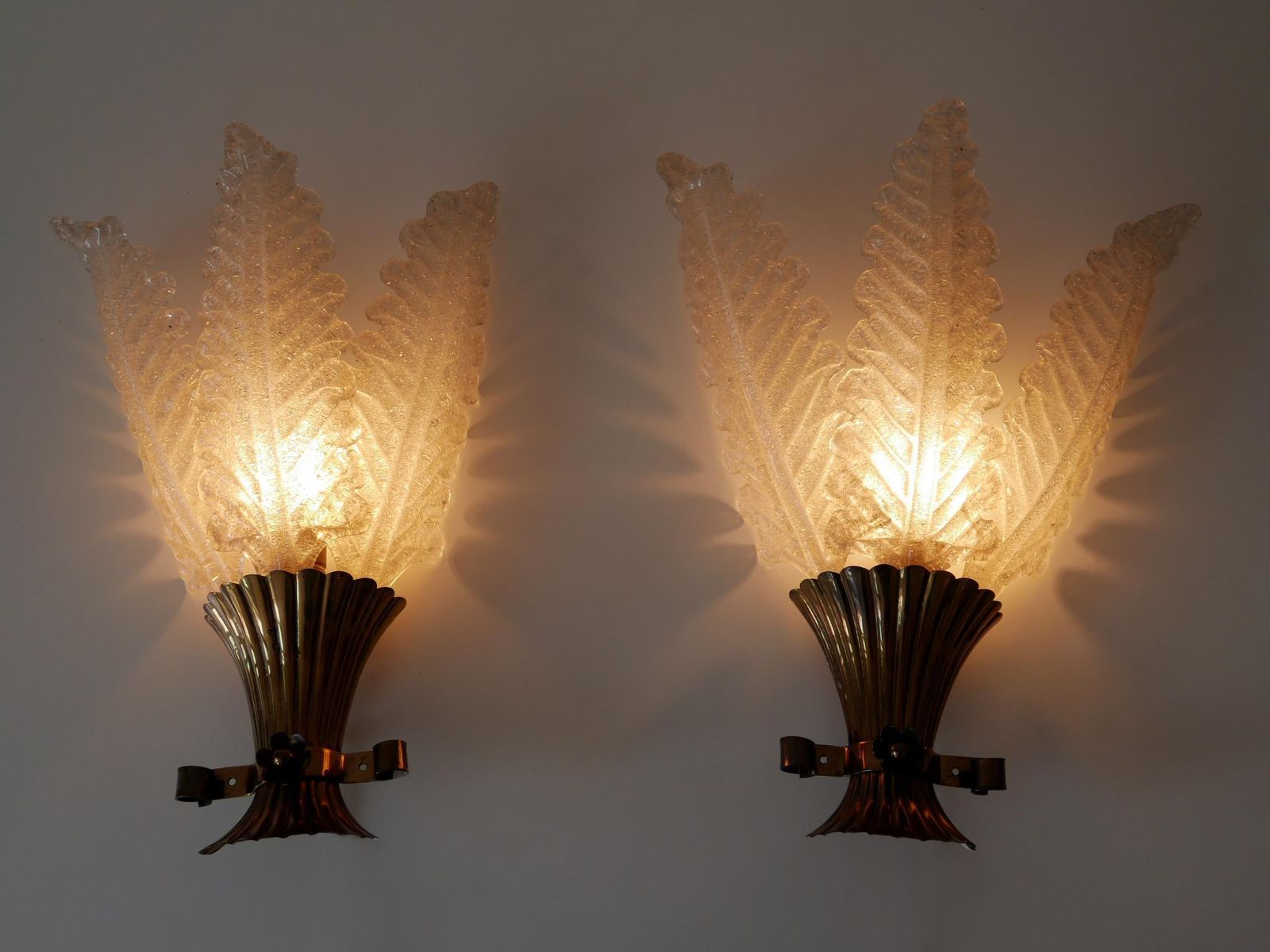 Set Of Two Rare Mid Century Modern Murano Glass Sconces By Barovier & Toso Italy photo furniture