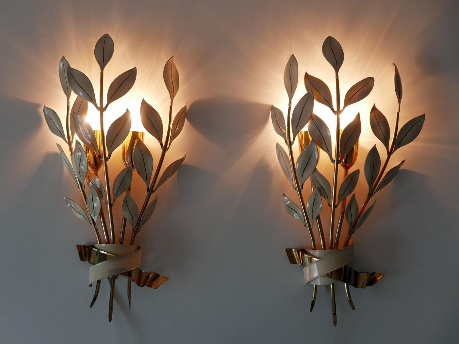Set Of Two Rare 'Laurel Bouquet' Sconces By Vereinigte Werkstätten München 1950 photo furniture