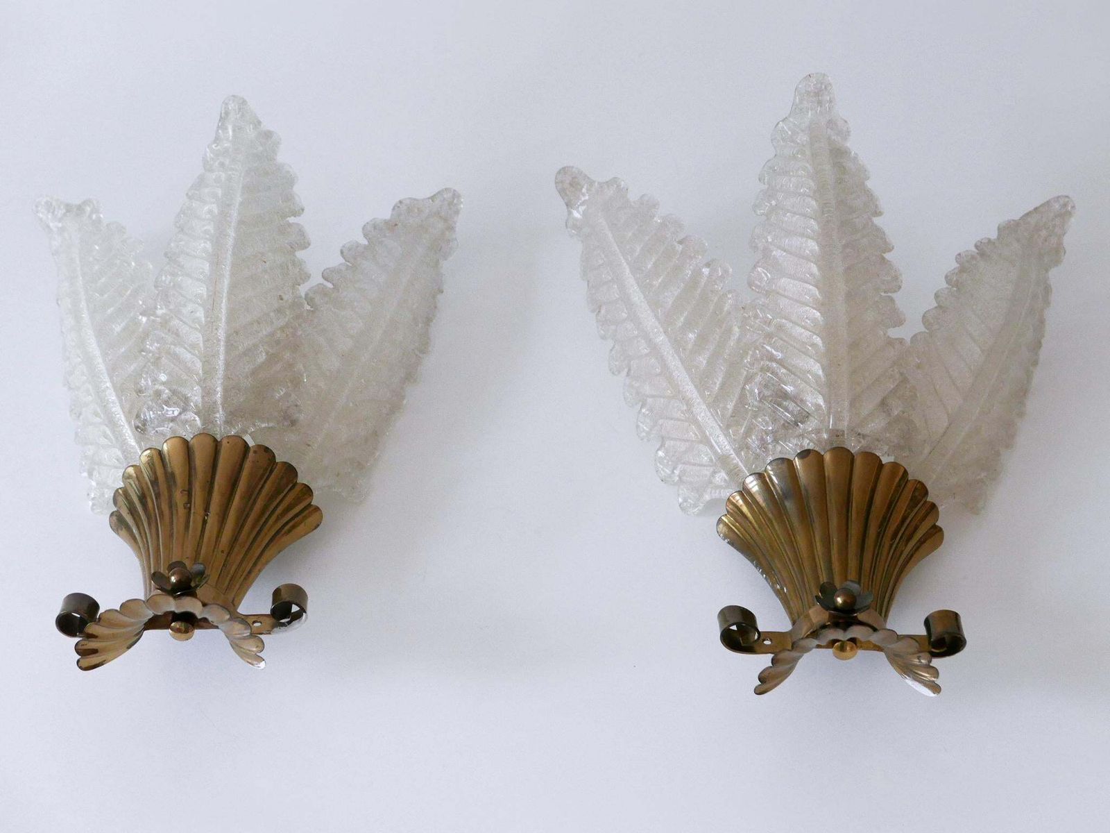 Set Of Two Rare Mid Century Modern Murano Glass Sconces By Barovier & Toso Italy photo buy