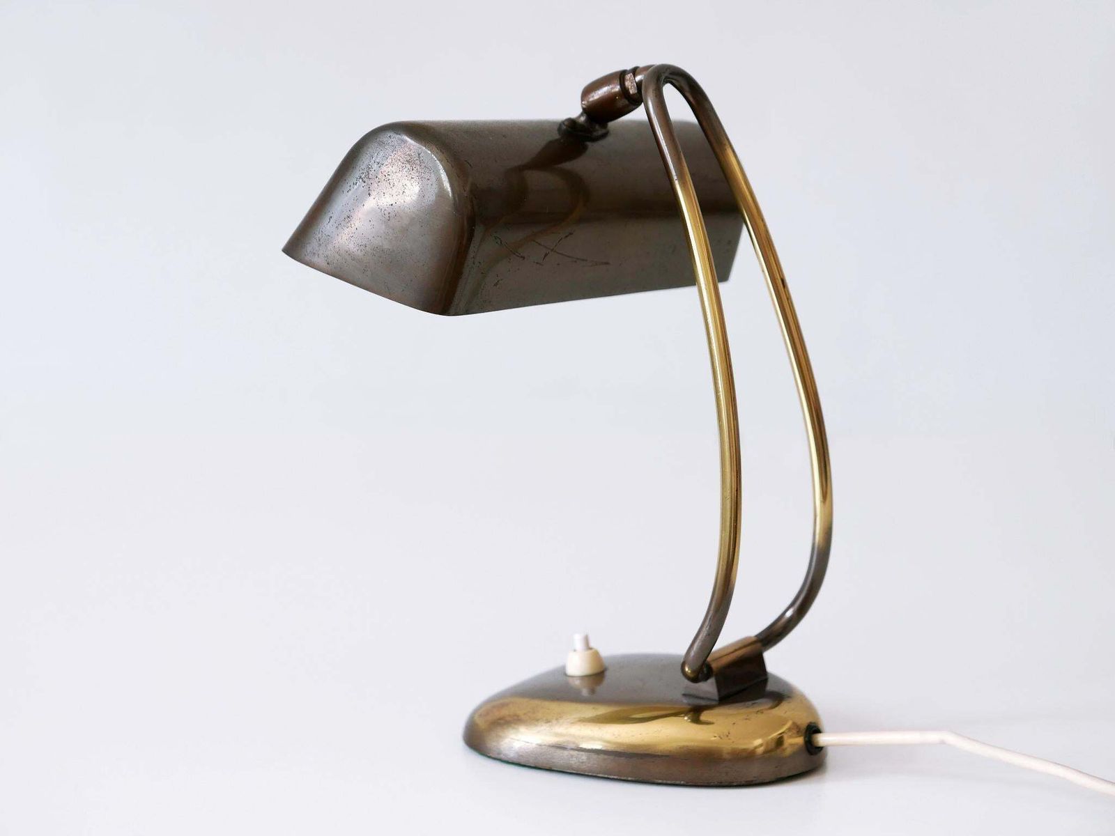 Rare & Elegant Mid Century Modern Brass Piano Lamp Or Desk Light Germany 1950s photo vinterior