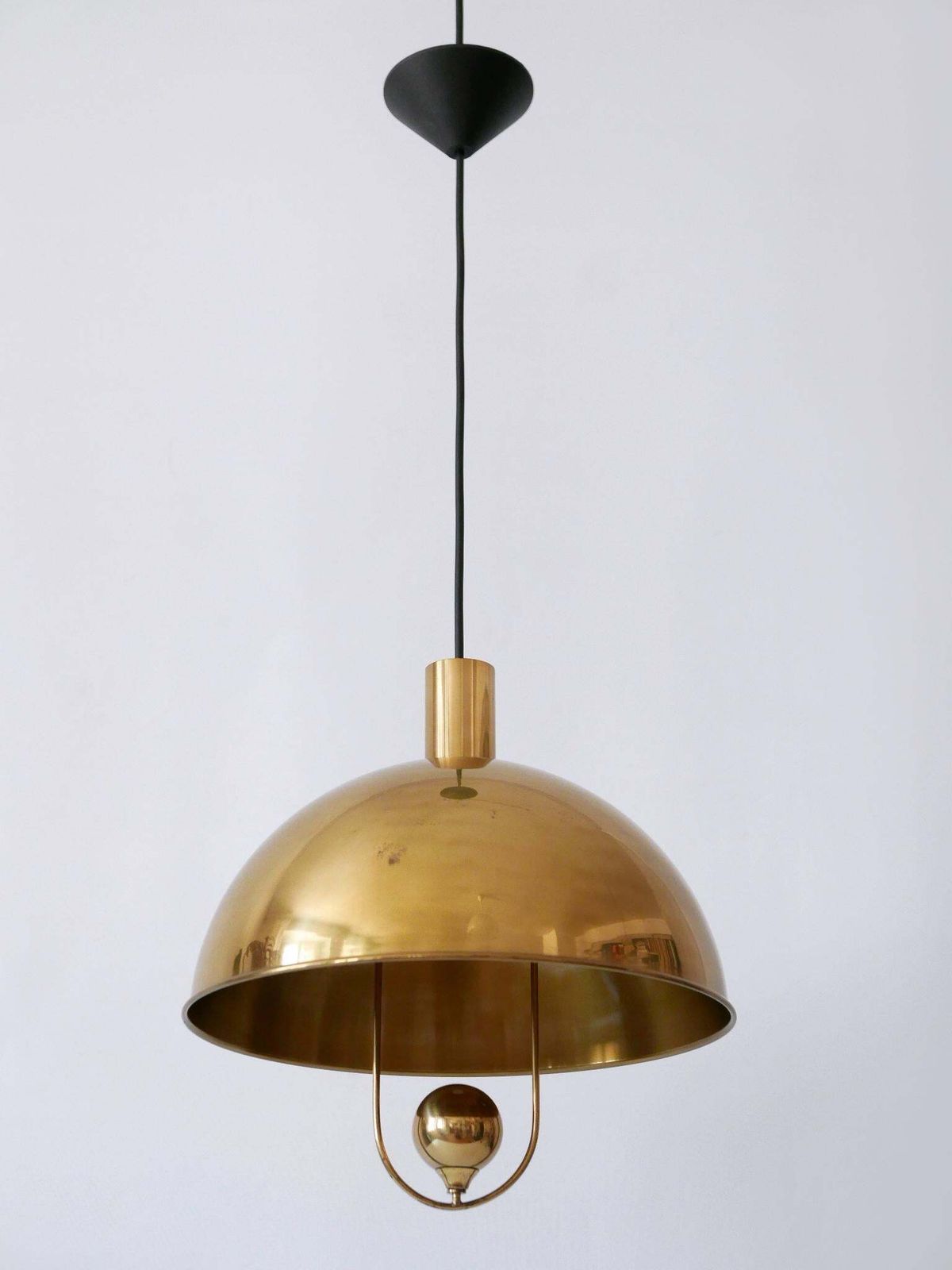 photo vinterior Elegant Mid Century Modern Brass Pendant Lamp By Florian Schulz Germany 1970s