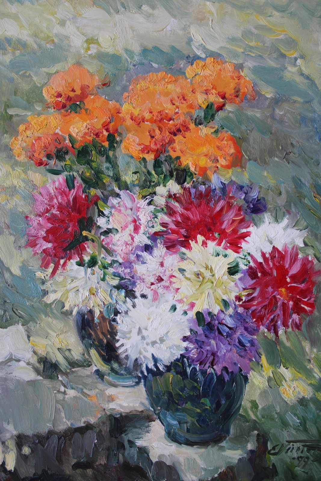 Edgars Vintersautumn Flowers. Cardboard, Oil, 70x50 Cm1999 photo for sale