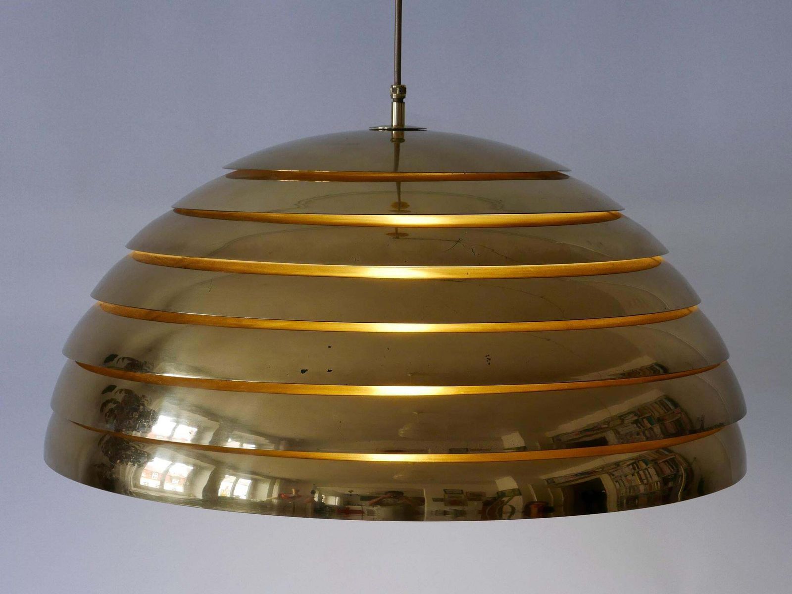 Large Mid Century Modern Pendant Lamp By Vereinigte Werkstätten Germany 1960s photo Lighting