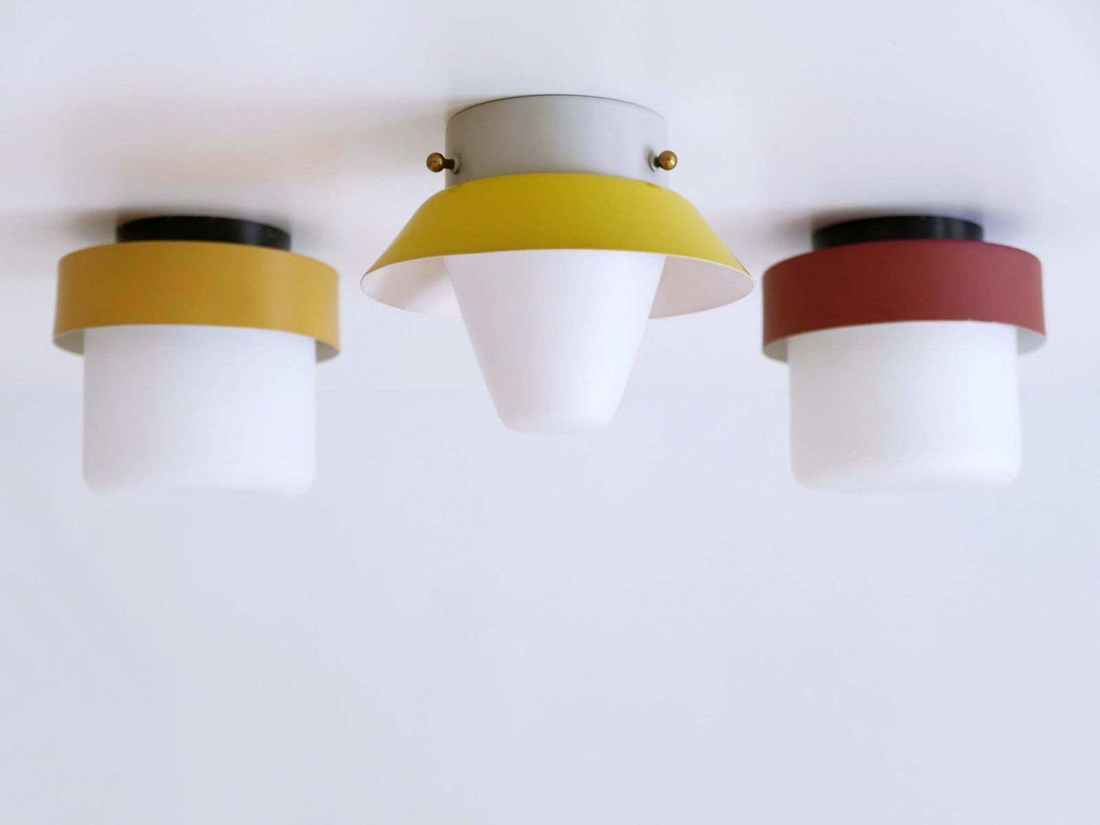 Set Of Three Rare & Lovely Ceiling Fixtures Or Flush Mounts Germany 1960s photo for sale