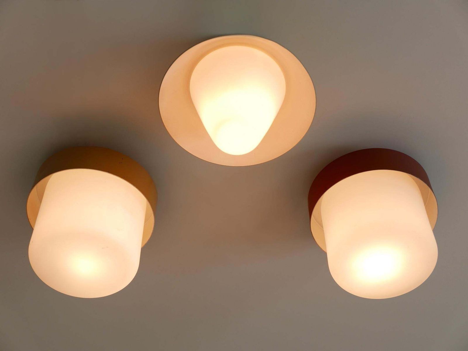 Set Of Three Rare & Lovely Ceiling Fixtures Or Flush Mounts Germany 1960s photo vintage