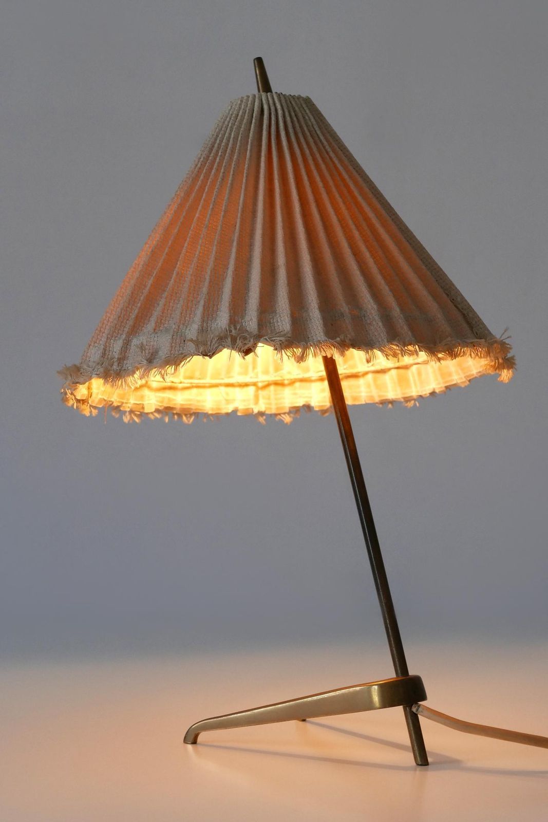 Rare Mid Century Modern Brass Crowfoot Table Lamp By J.T. Kalmar Austria 1950s photo vintage