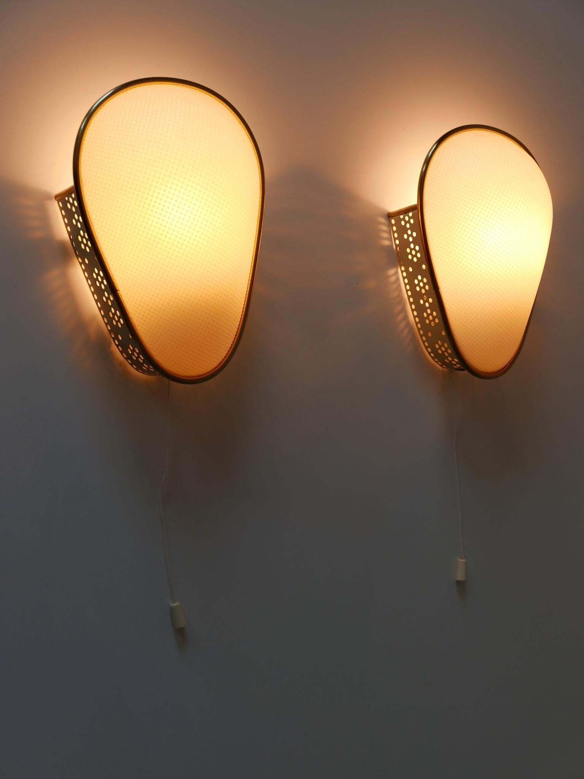 Set Of Two Rare & Elegant Mid Century Modern Sconces Or Wall Lamps Germany 1950s photo vintage