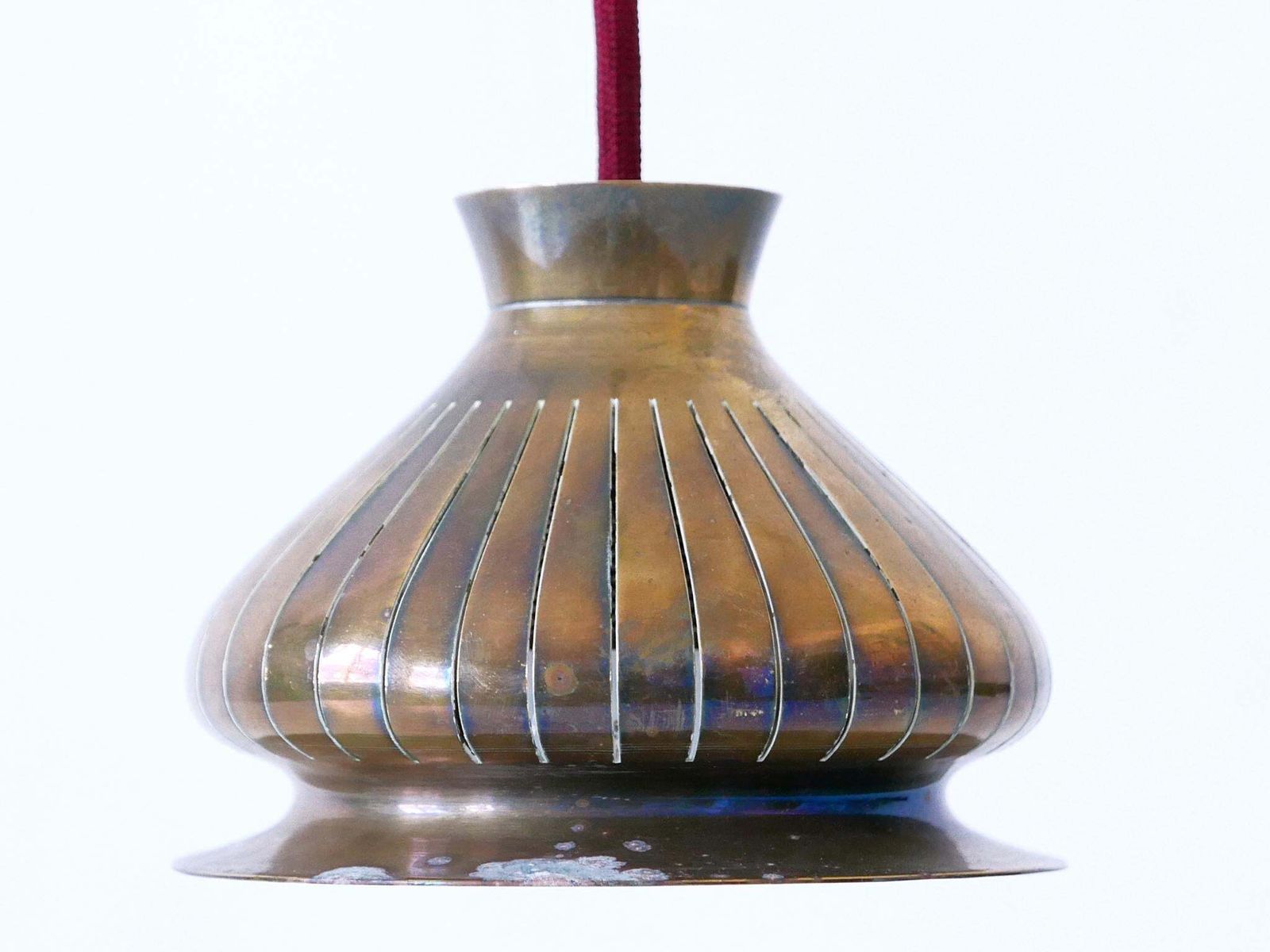 photo vinterior Extremely Rare Mid Century Modern Counterweight Brass Pendant Lamp Germany 1950s