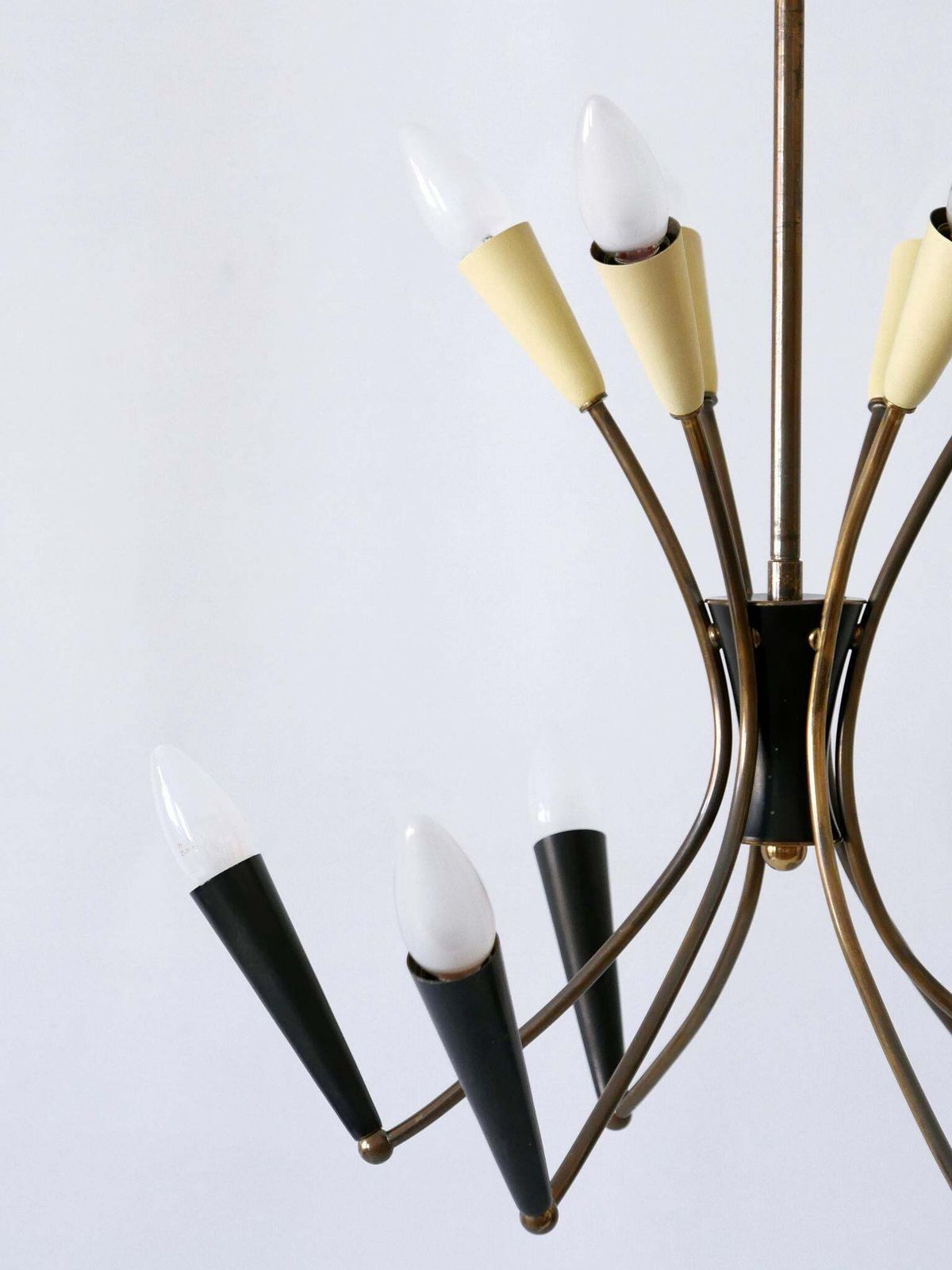 Lovely Mid Century Modern 12 Flamed Sputnik Chandelier Germany 1950s photo vintage