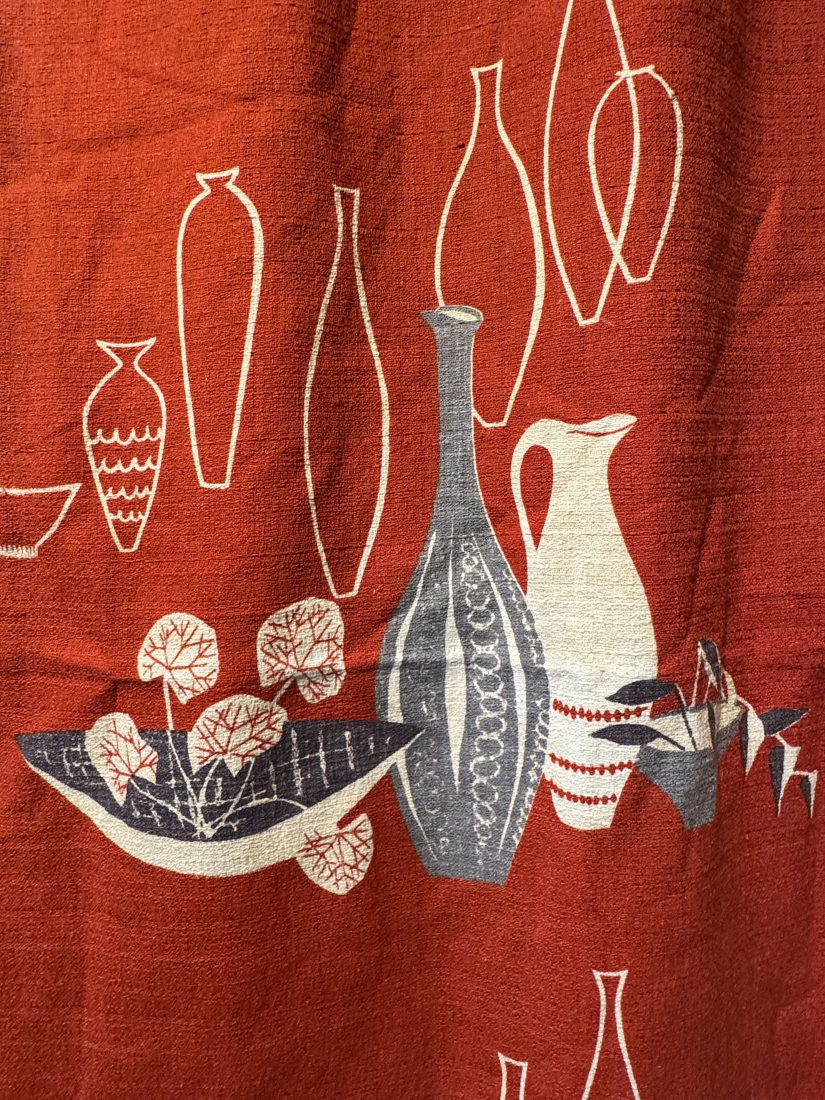 Pair Of Vintage 1950s Red Barkcloth Curtains photo furniture