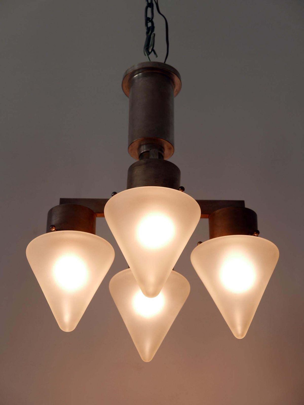 Elegant Four Flamed Art Deco Chandelier Or Ceiling Lamp Germany 1930s photo furniture