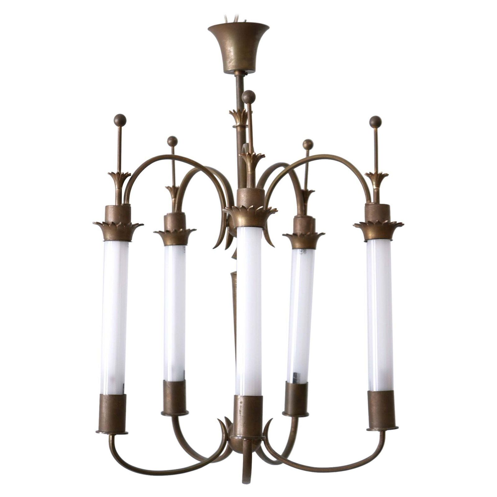 Exceptional Five Flamed Art Deco Chandelier Or Ceiling Lamp Germany 1930s