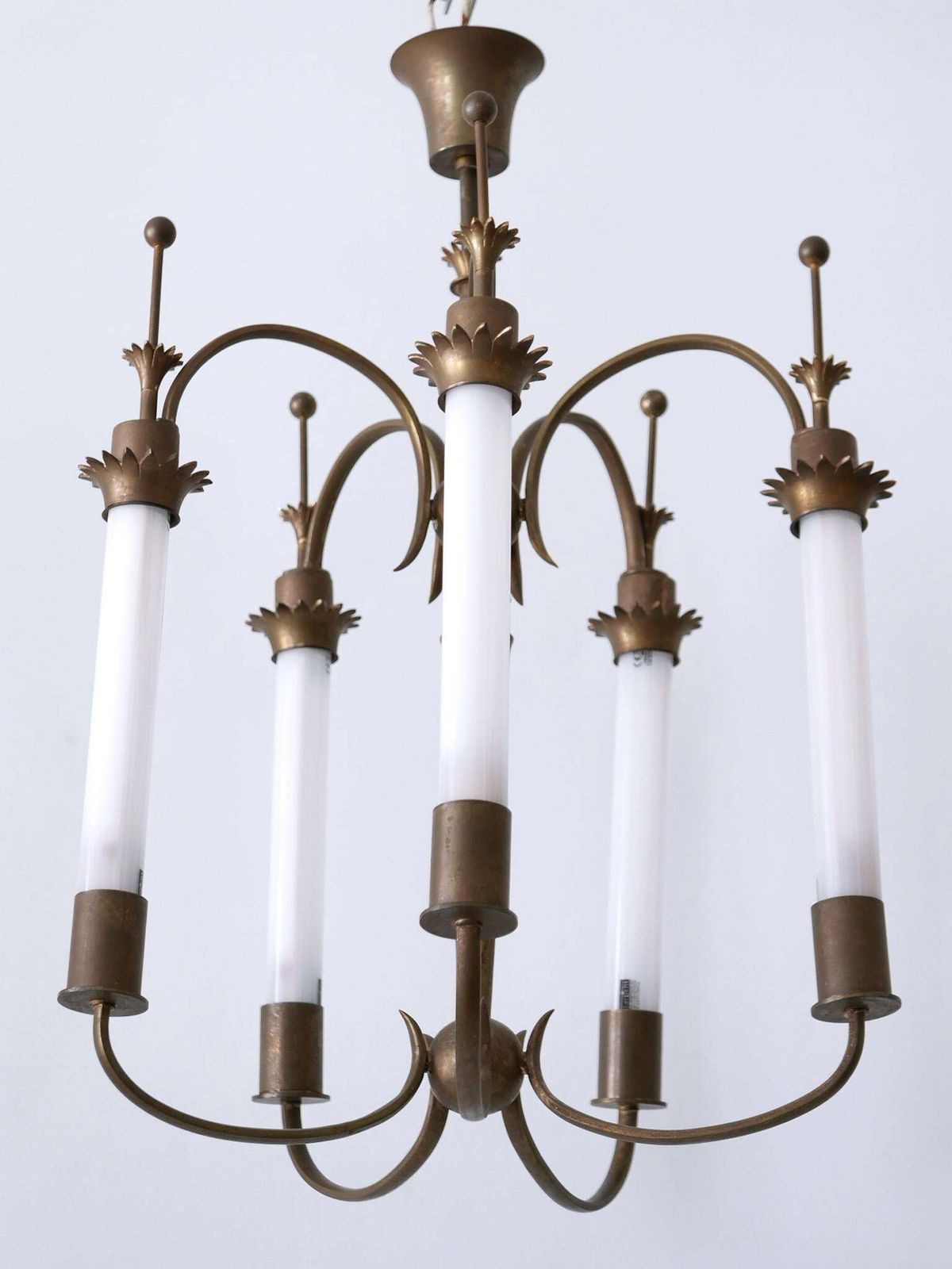 Exceptional Five Flamed Art Deco Chandelier Or Ceiling Lamp Germany 1930s photo 4249.0