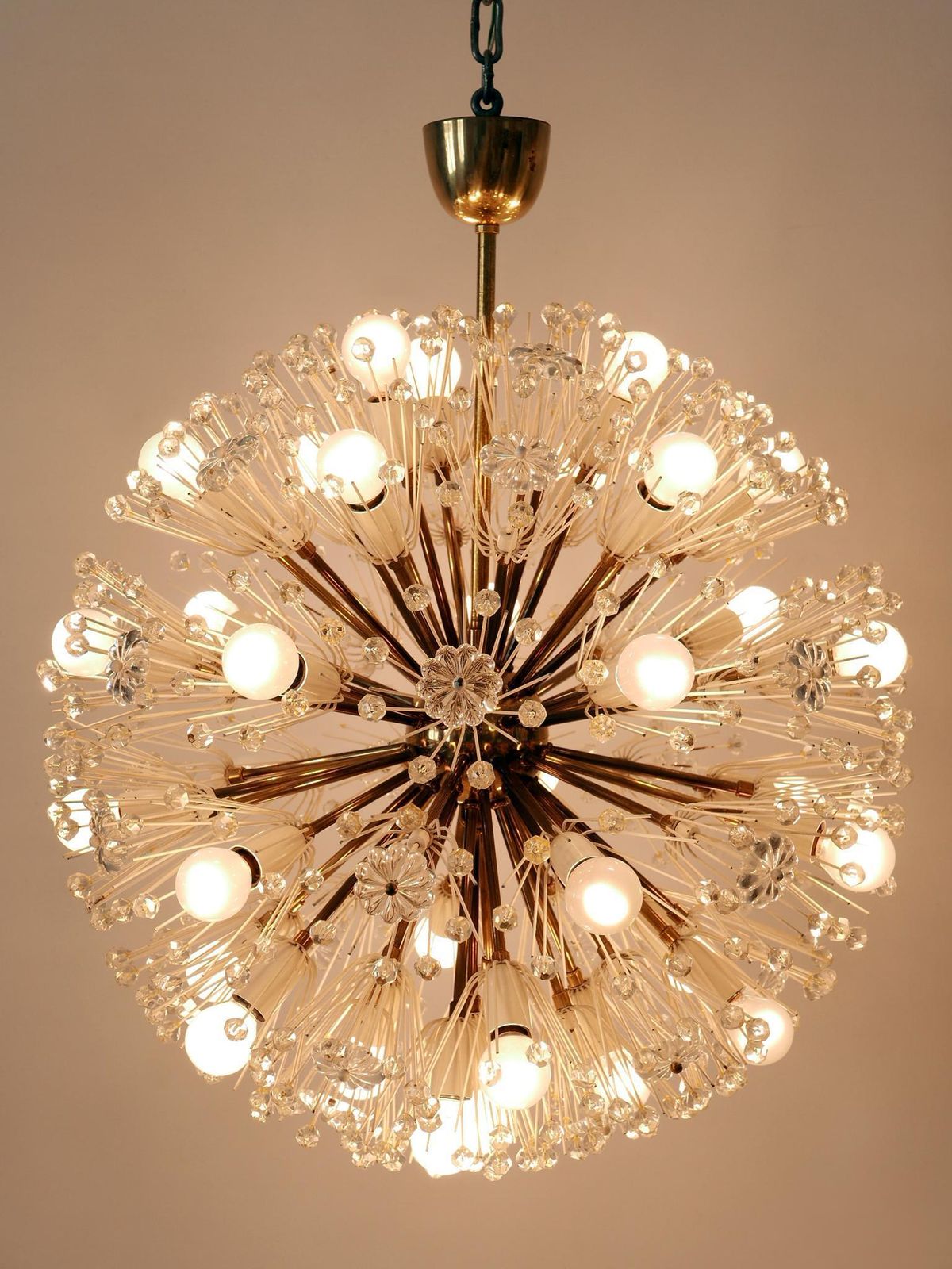Large 33 Lights Chandelier Dandelion By Emil Stejnar For Rupert Nikoll 1950s photo Lighting
