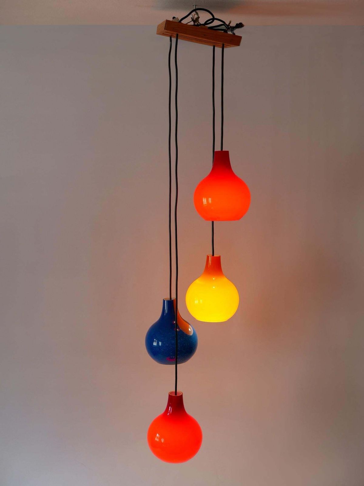 Amazing Four Flamed Cascading Pendant Lamp By Peill & Putzler Germany 1970s photo vintage