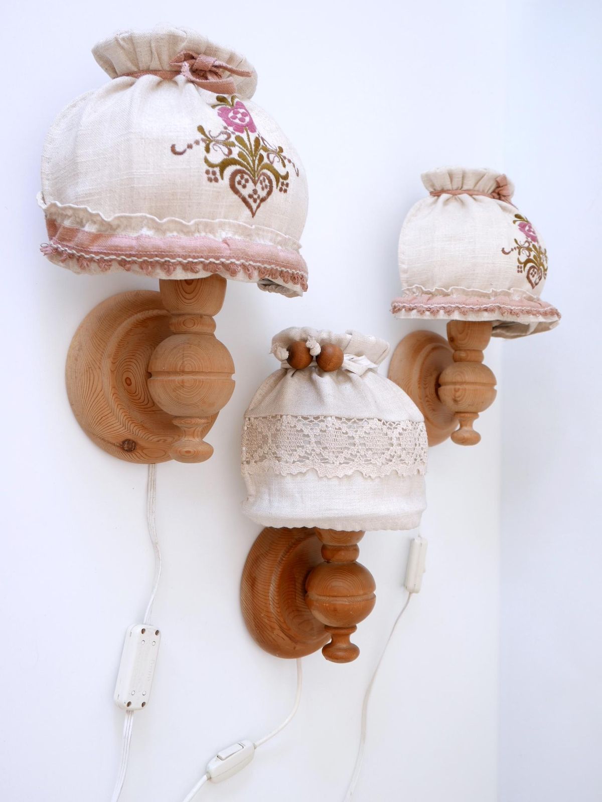 photo buy Set Of Three Mid Century Modern Pine Rustic Sconces Or Wall  Lamps Sweden 1960s
