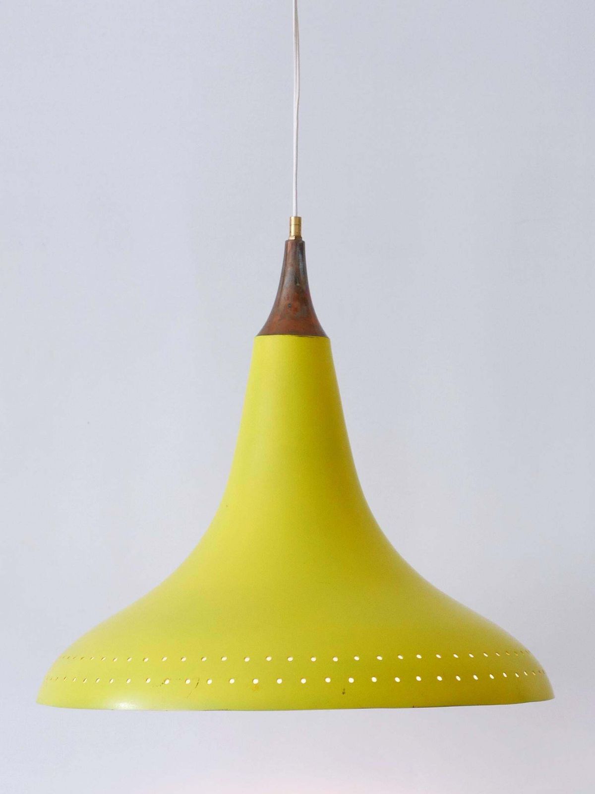 Elegant Mid Century Modern Perforated Aluminium Pendant Lamp Austria 1960s photo Lighting