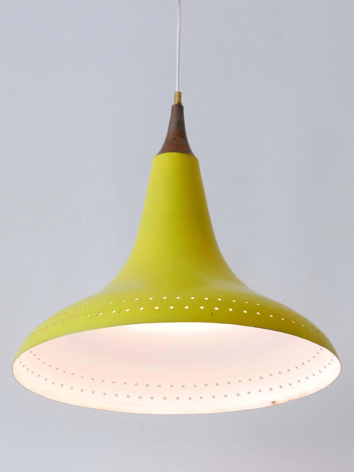 photo vintage Elegant Mid Century Modern Perforated Aluminium Pendant Lamp Austria 1960s
