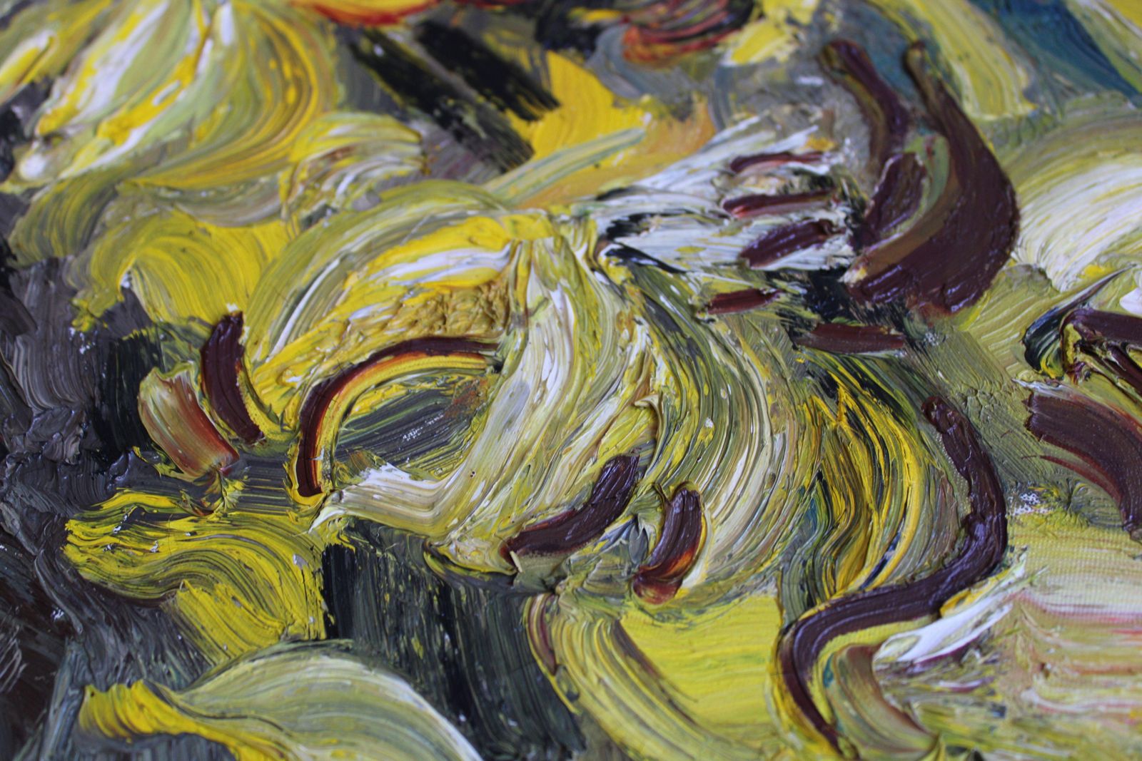 photo furniture Inta Celminayellow Flowers. Canvas, Oil, 70x50 Cm