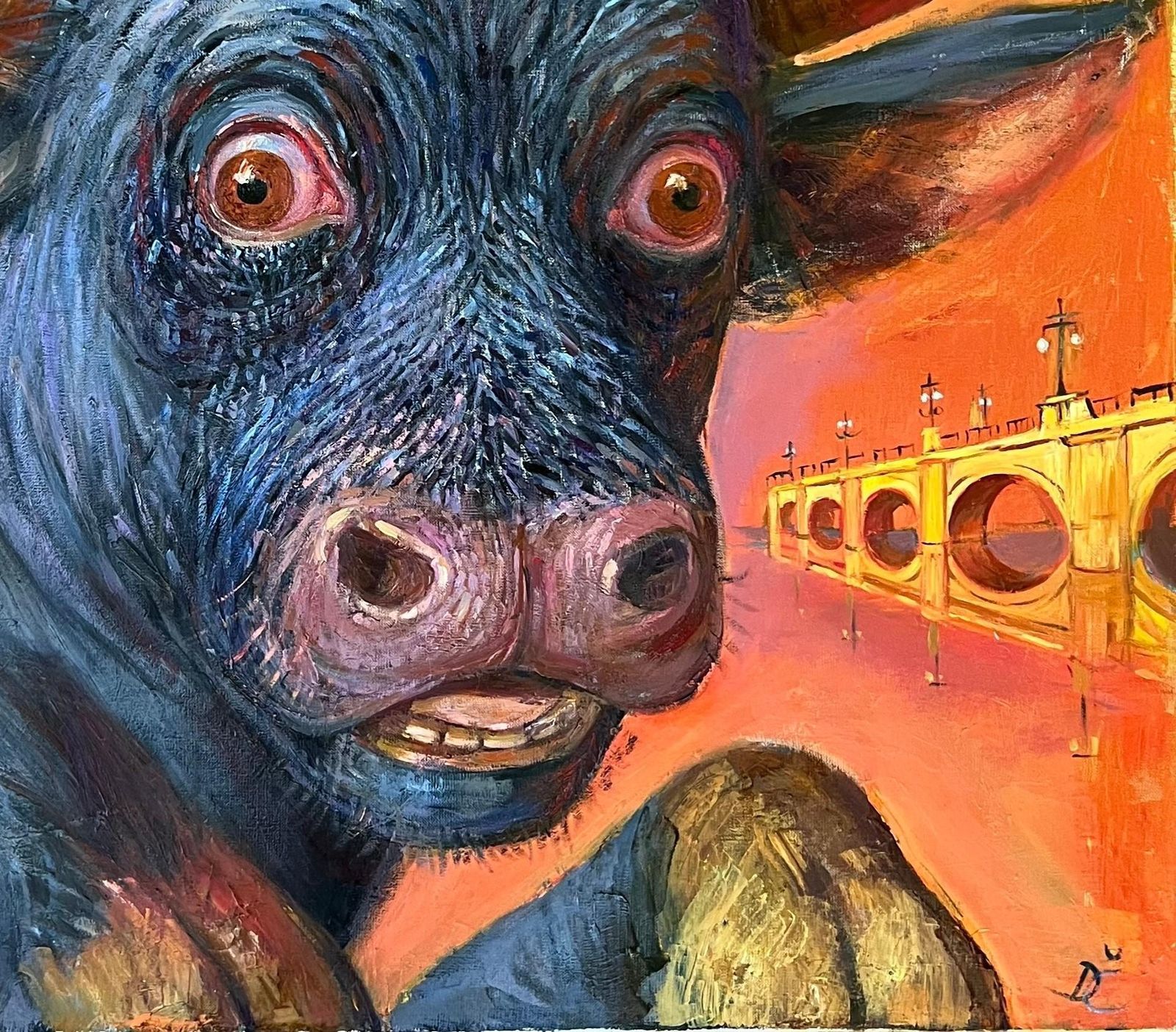 Dagnia Cherevichnikaportrait Of A Bull. 2024, Oil On Canvas, 80x90 Cm2024 photo furniture