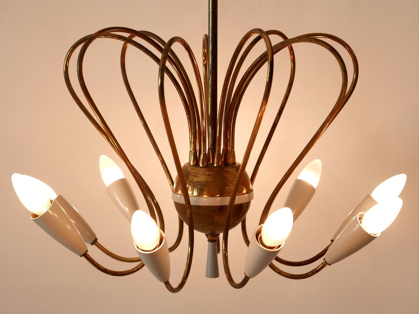 Rare Mid Century Modern Nine Flamed Sputnik Chandelier Or Pendant Lamp, 1950s photo Lighting
