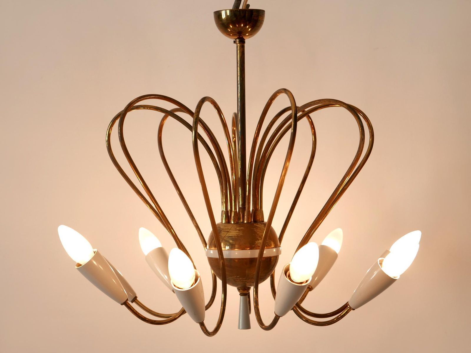 Lighting Rare Mid Century Modern Nine Flamed Sputnik Chandelier Or Pendant Lamp, 1950s photo