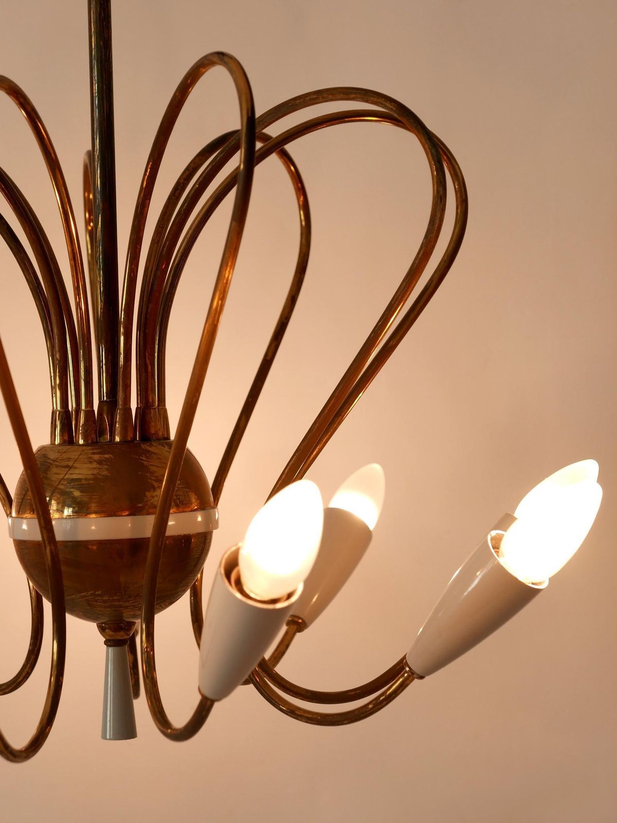 photo buy Rare Mid Century Modern Nine Flamed Sputnik Chandelier Or Pendant Lamp, 1950s