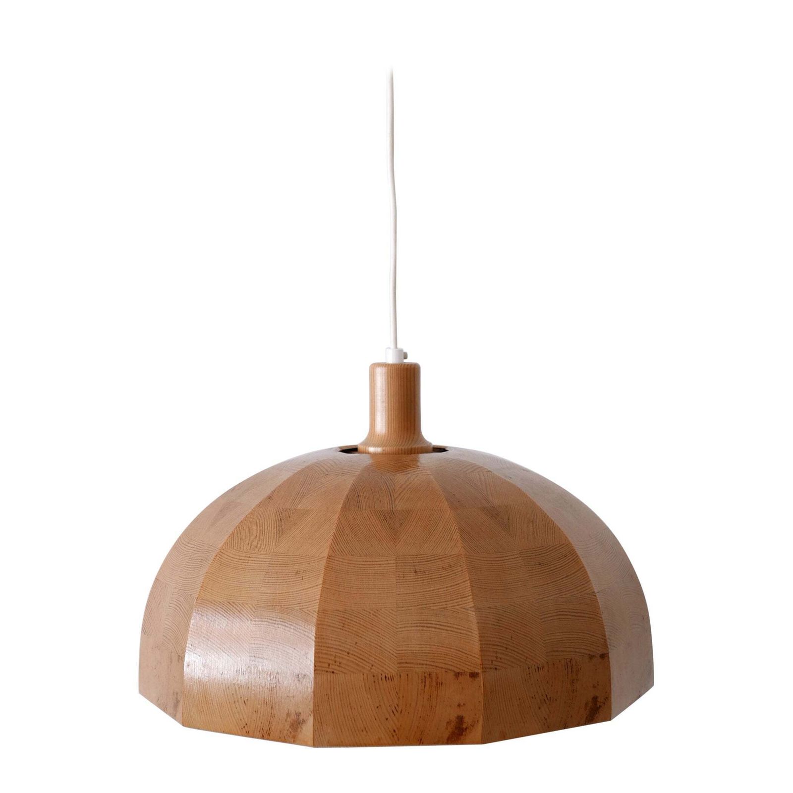 Rare Mid Century Modern Pine Wood Pendant Lamp Or Hanging Light Sweden, 1960s