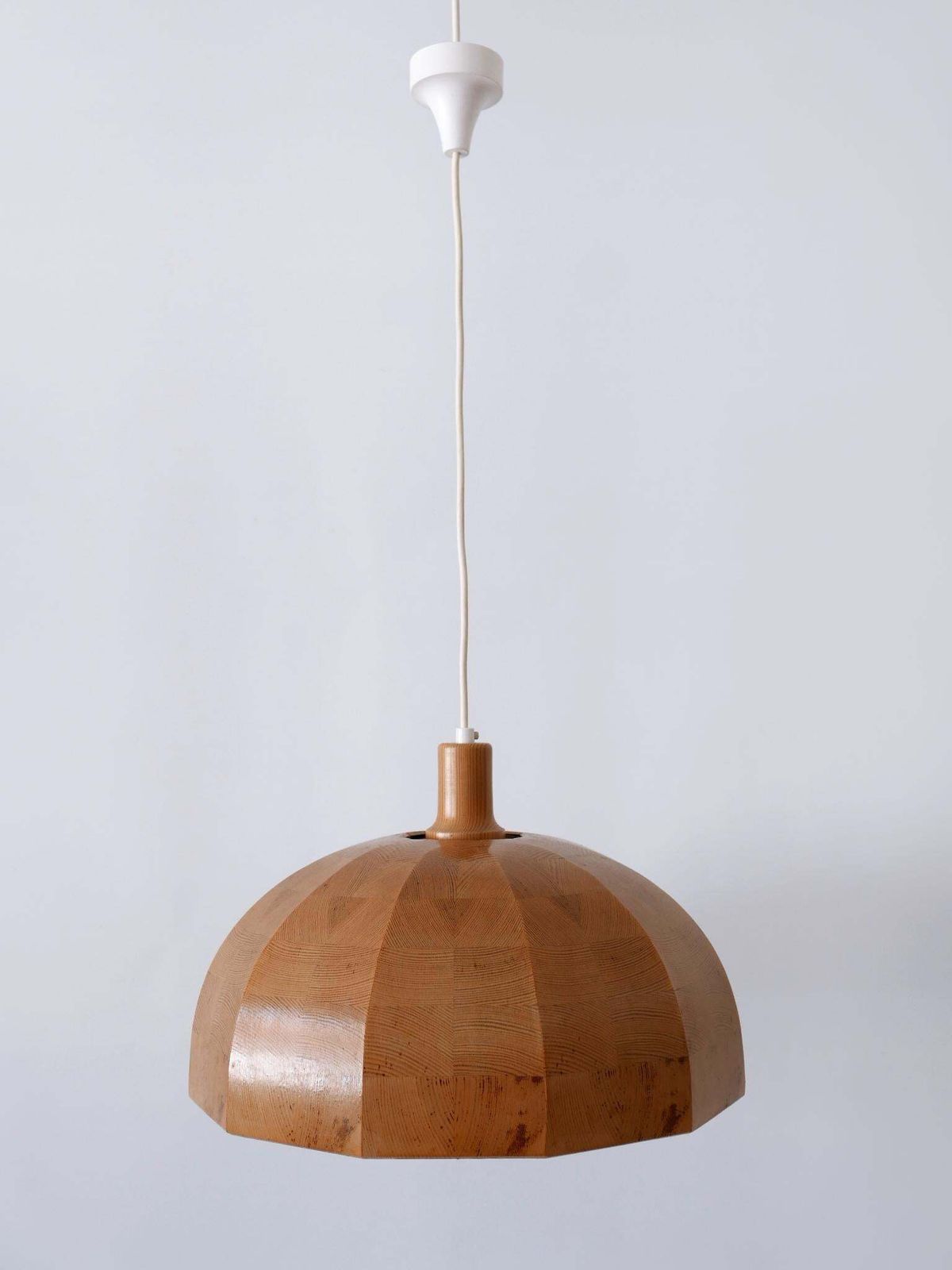 Rare Mid Century Modern Pine Wood Pendant Lamp Or Hanging Light Sweden, 1960s photo 3762.0