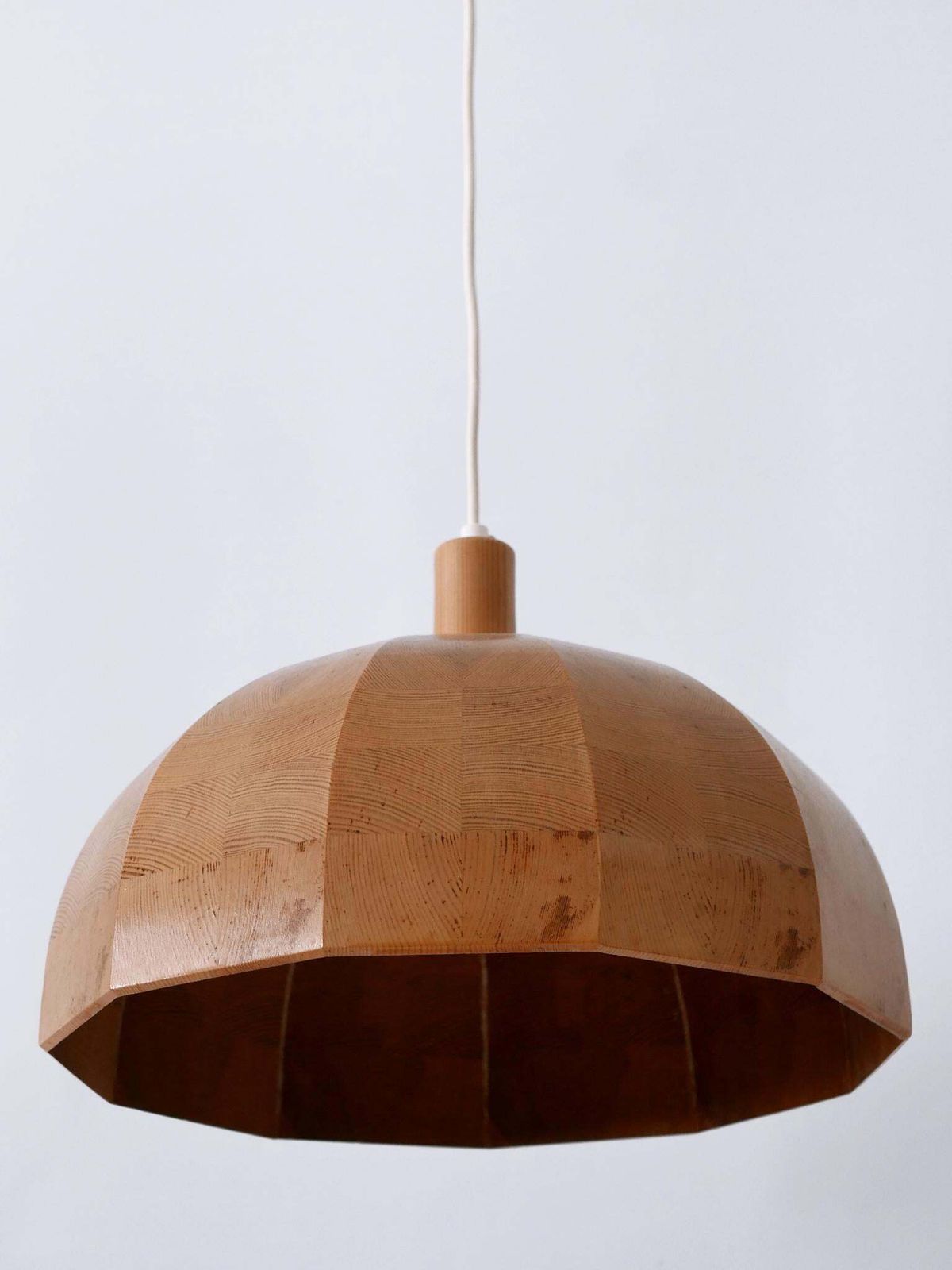 photo furniture Rare Mid Century Modern Pine Wood Pendant Lamp Or Hanging Light Sweden, 1960s