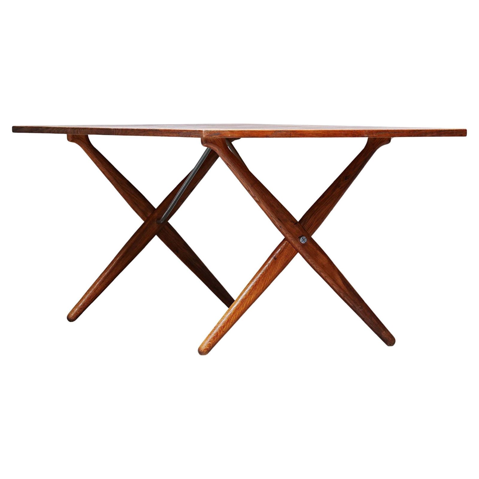 Hans Wegner Voor Andreas Tuck – Eettafel 303 In Eiken En Metaal, Denemarken, Ca. Jaren 1950