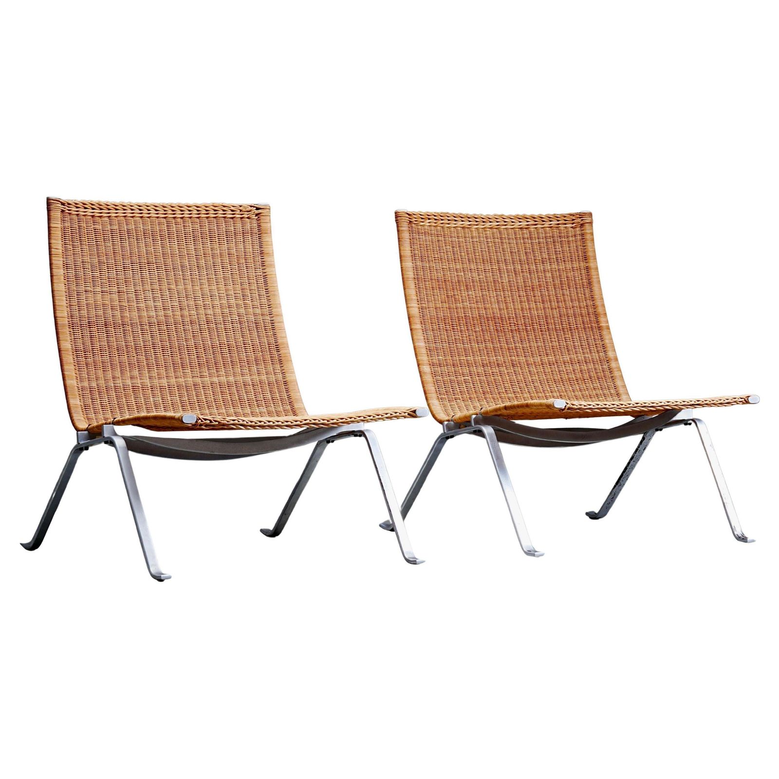 Set Of 2 Pk 22 Chairs By Poul Kjaerholm For E. Kold Christensen, Denmark, 1955